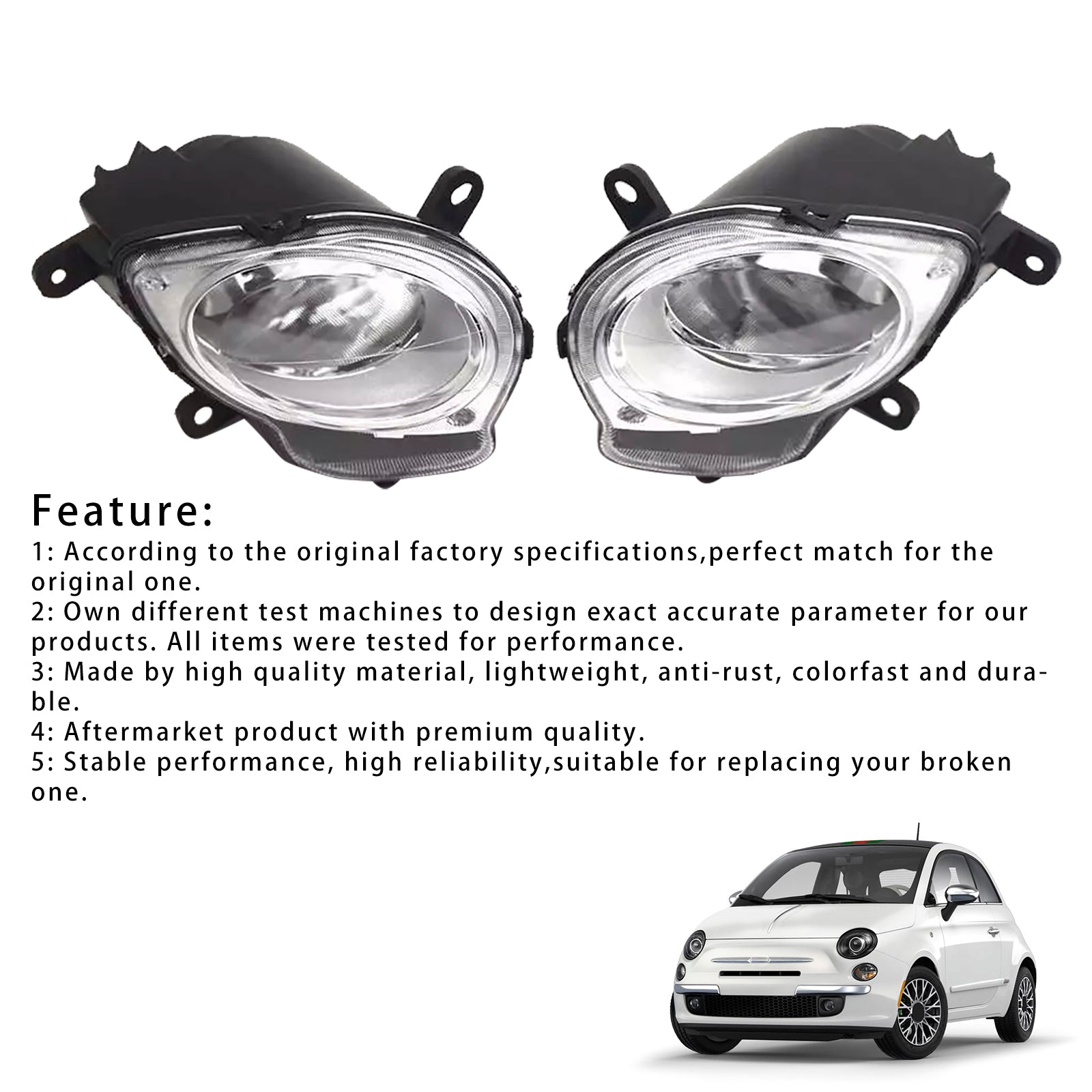 2008-2015 Fiat 500 Hatchback links + rechts grootlicht koplamp