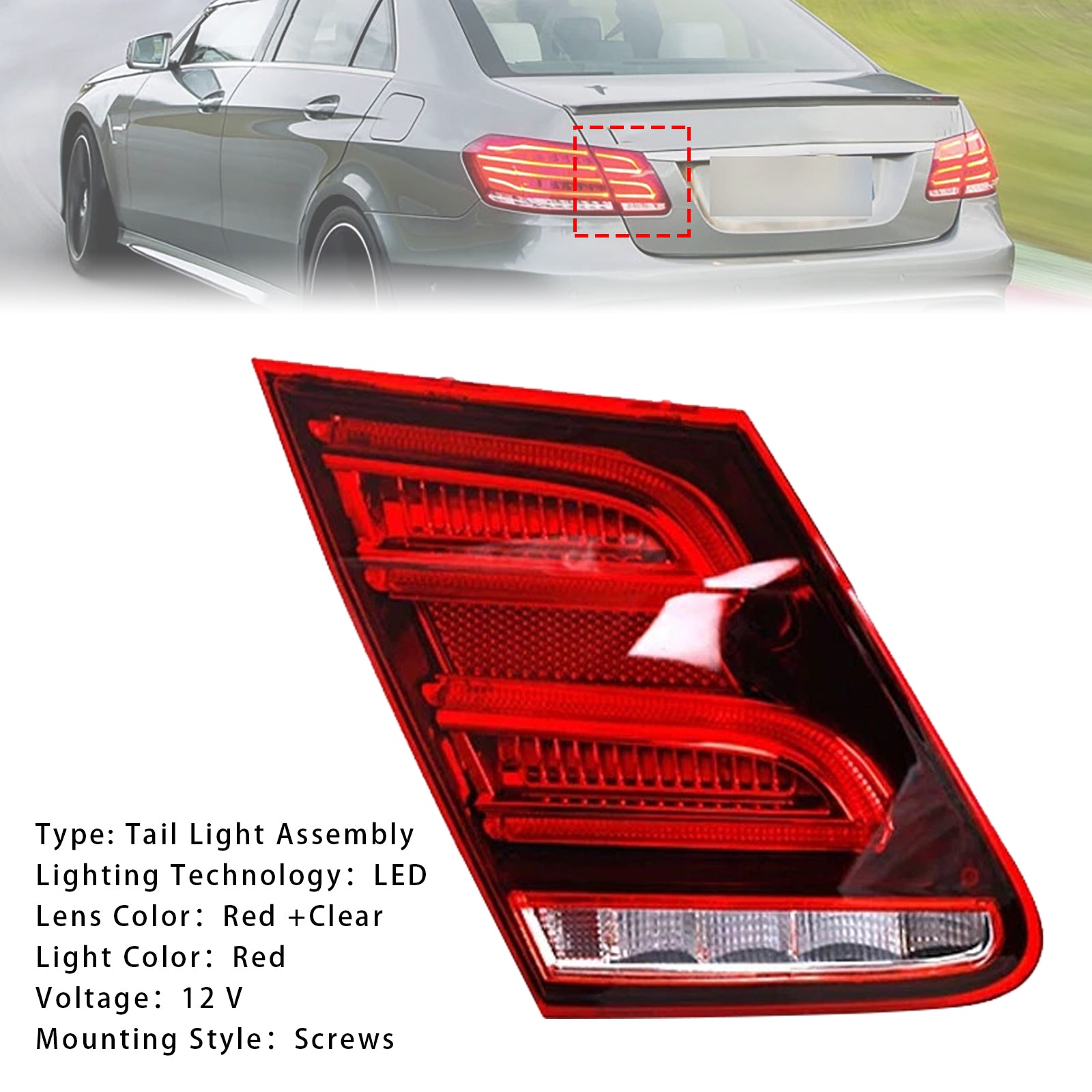 Left LED Inner Rear Tail Light Brake Lamp For Mercedes E-Class W212 2013-2015