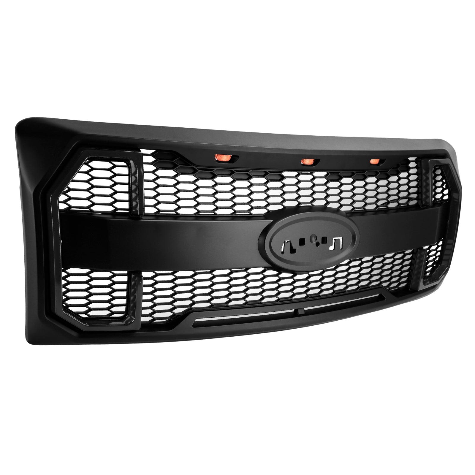 2009-2014 Ford F150 Matte Black Raptor Style Front Bumper Grille Grill W/LED