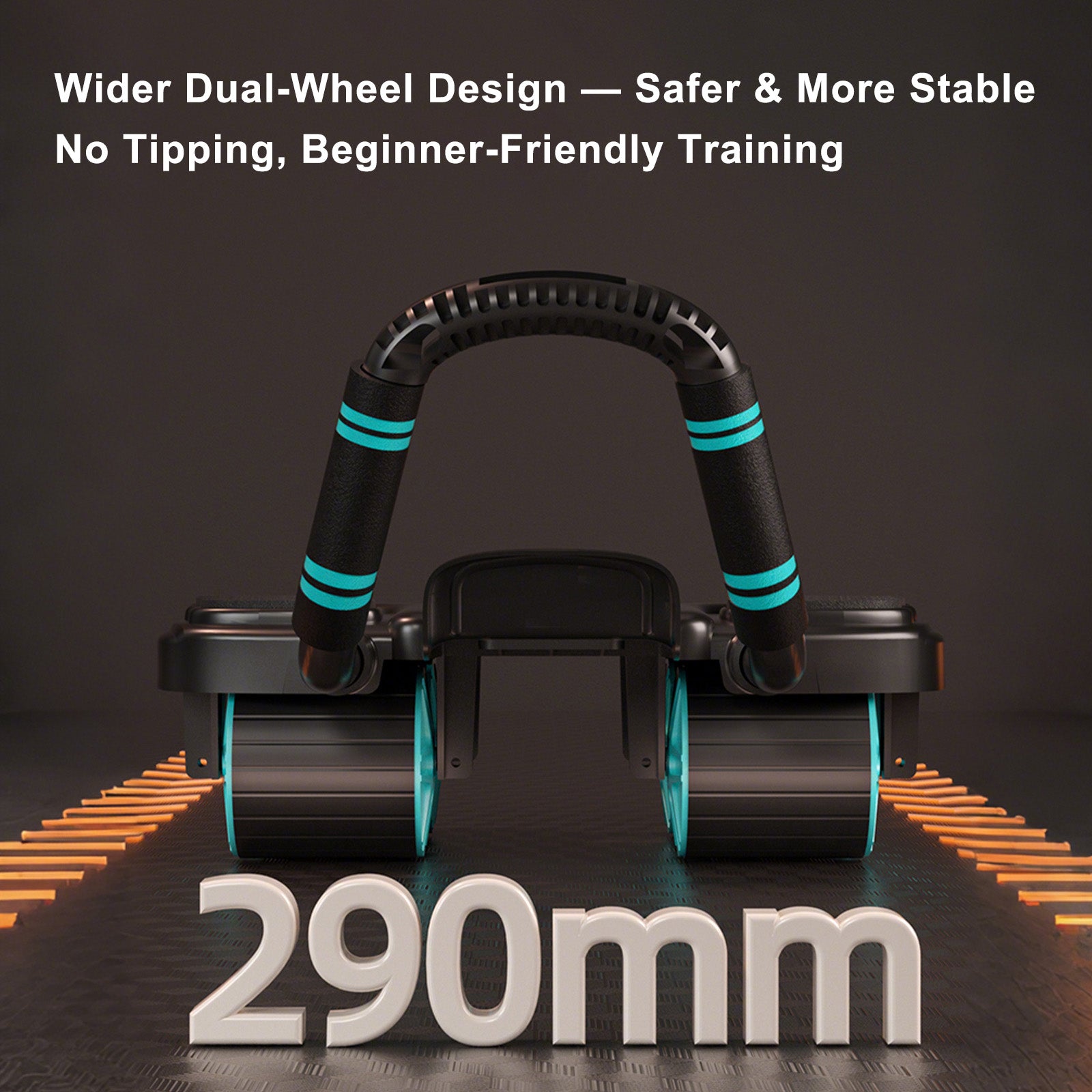 Automatic Rebound Ab Wheel with Elbow Support & 4-Wheel Stability – Includes Timer Perfect Core Trainer for Men & Women Portable Home Gym Equipment Black