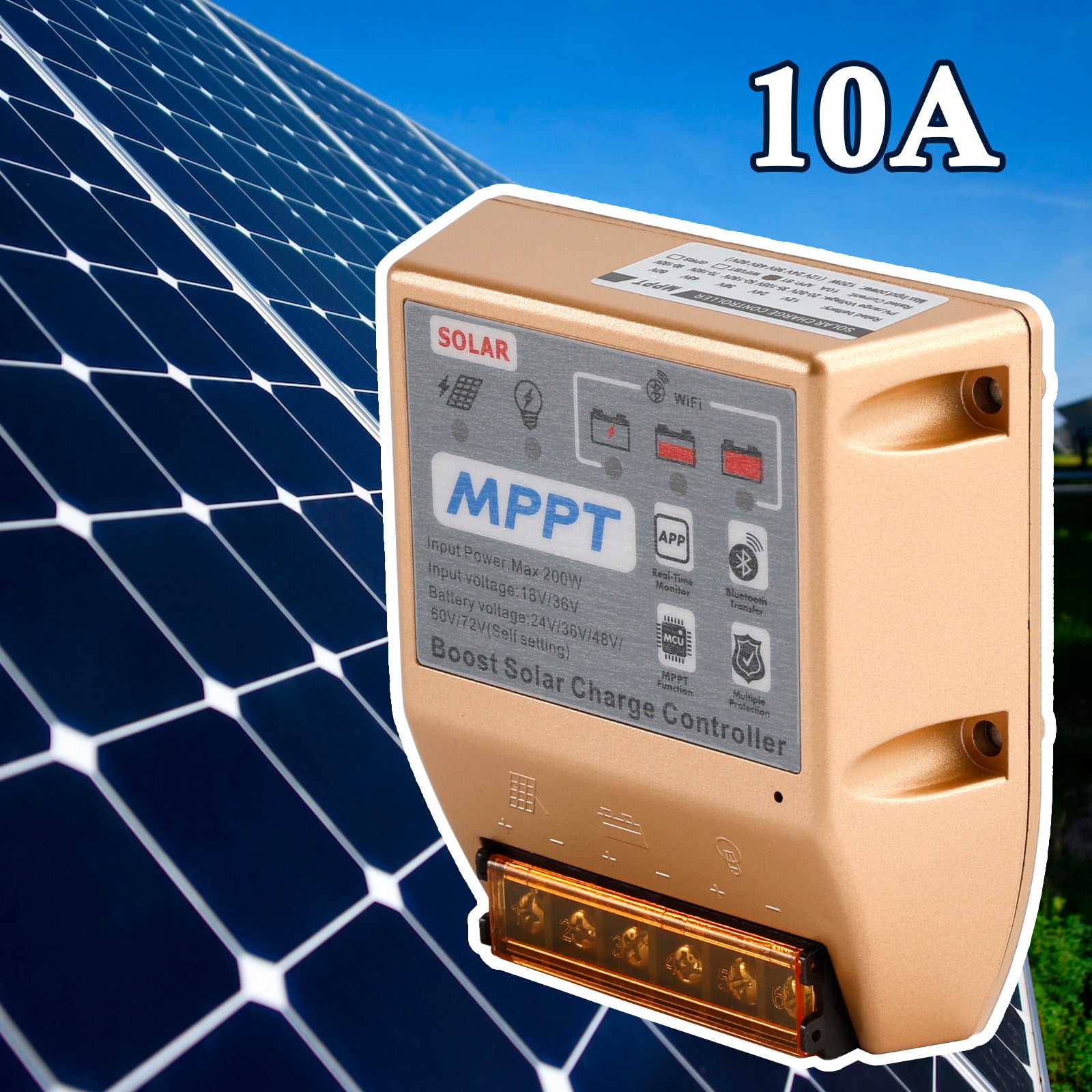 10A/20A/30A Boost MPPT-zonnecontroller 24V36V48V60V72V Mobiele APP Smart Control