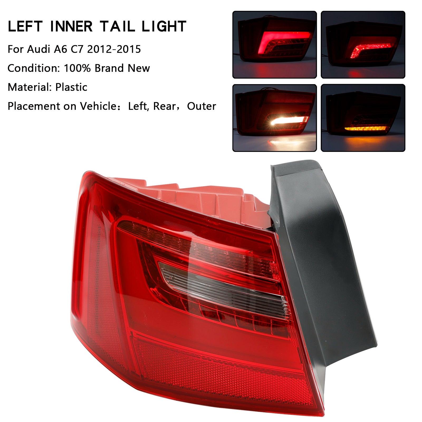 2012-2015 Audi A6 C7 Car Left Outer LED Taillight Brake Light 4GD945095
