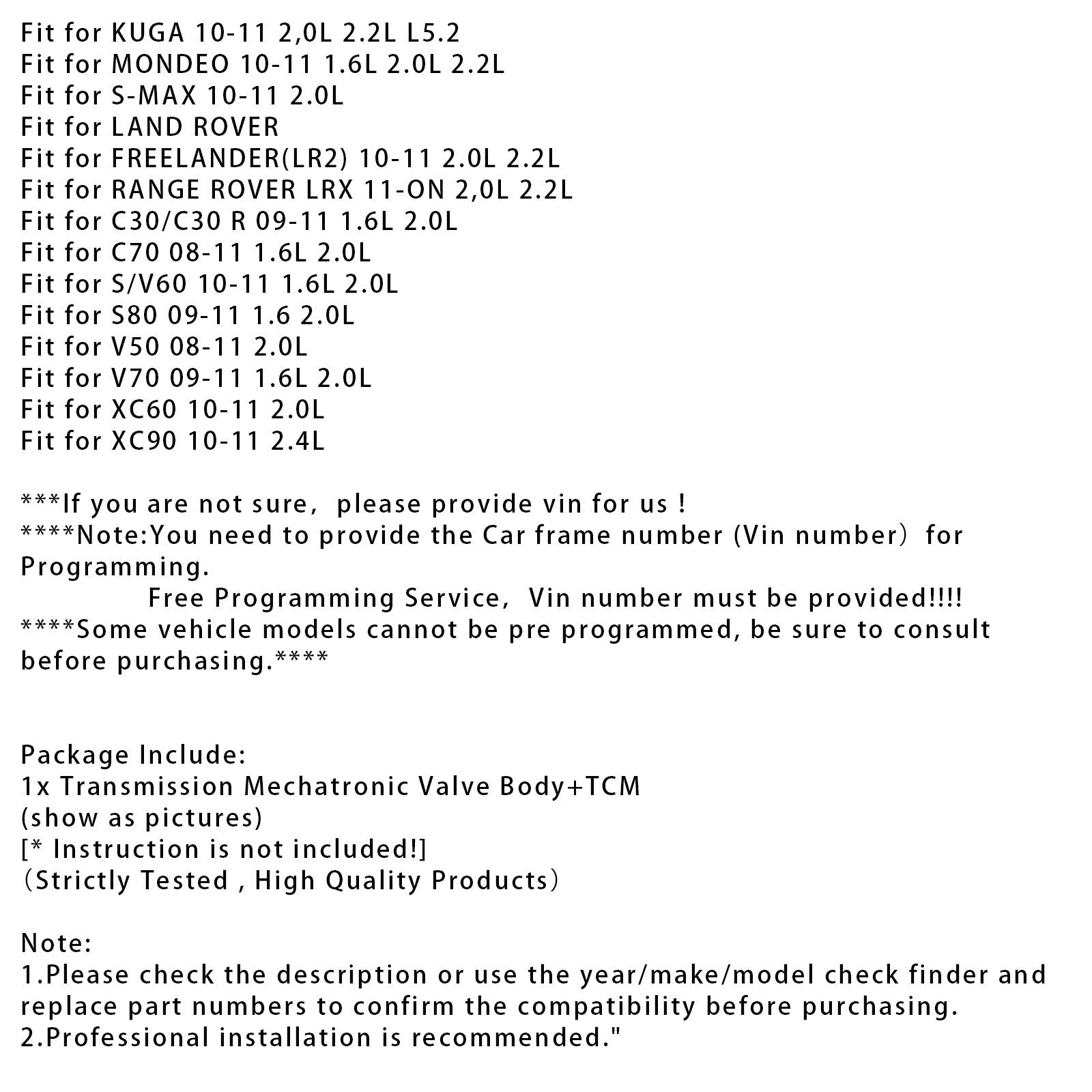 6DCT450 MPS6 7M5R-7H035-AE Transmission Mechatronic Valve Body+TCM For Ford