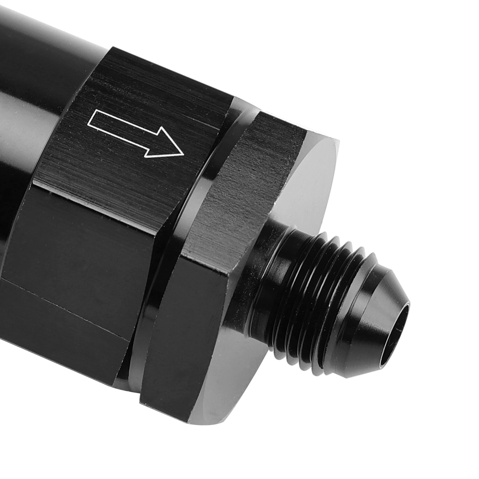 AN6 Black Inline Fuel Systems Filter Adapter With 30 Micron Filter Element