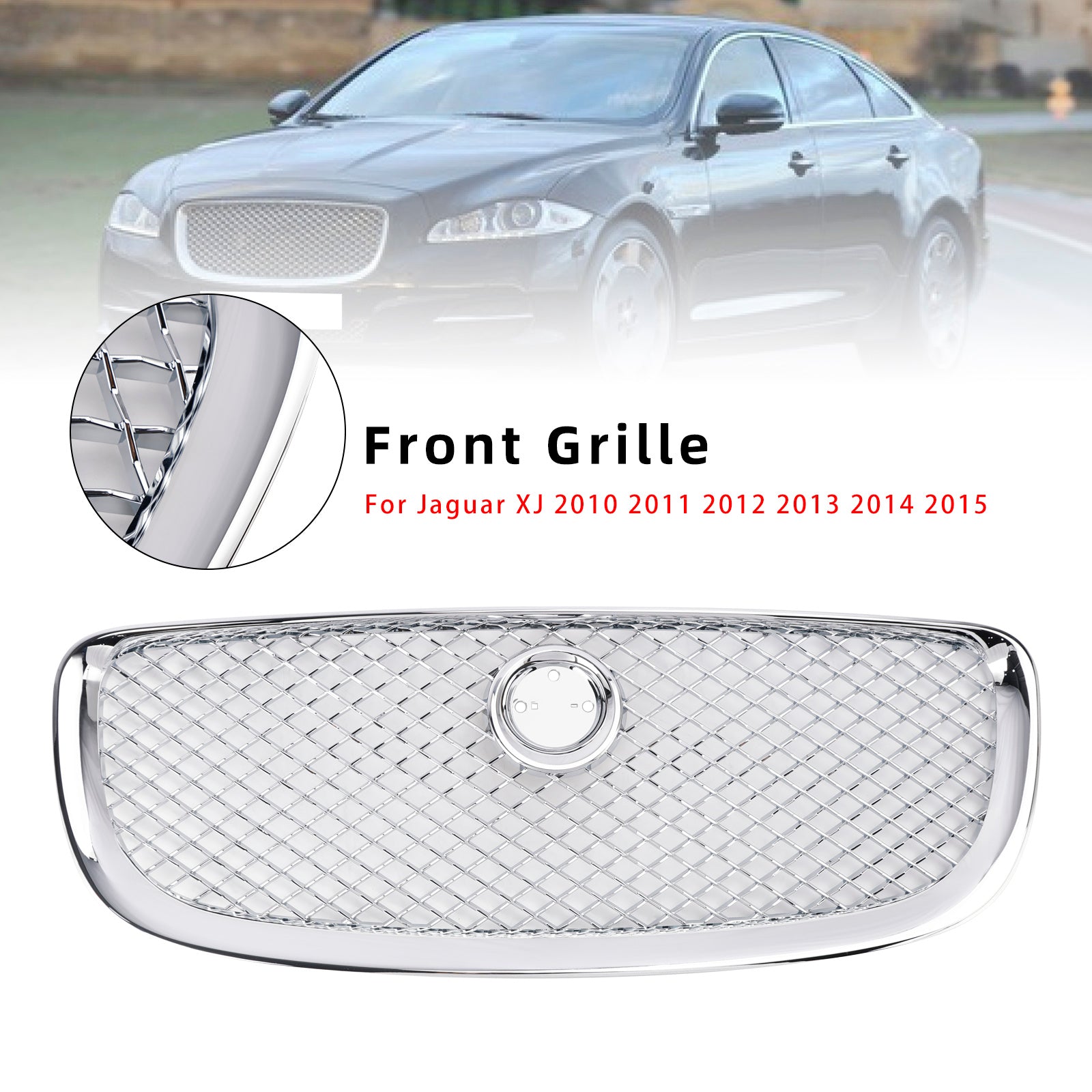 2010-2015 Jaguar XJ Chrome Front Bumper Grill Grille