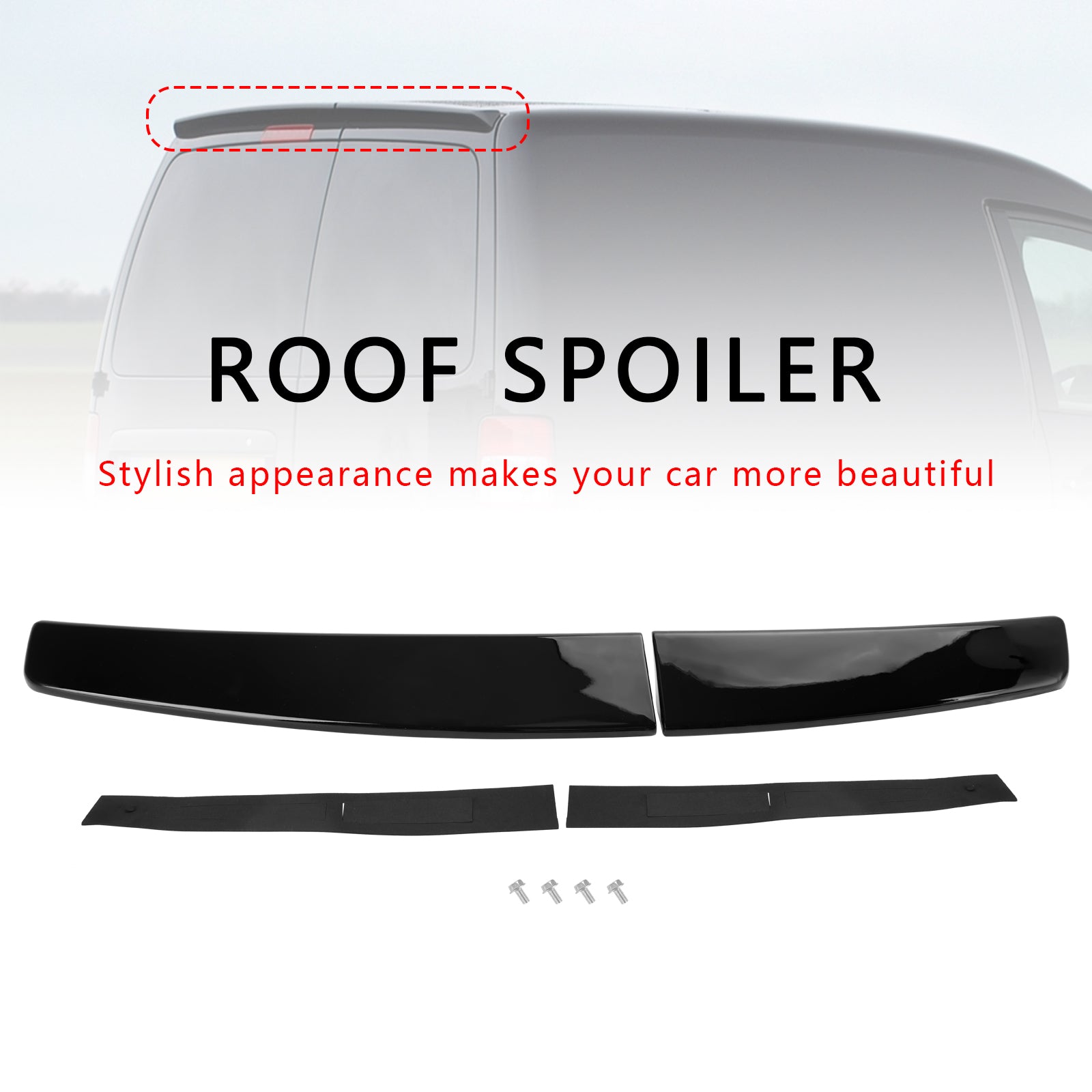 VW Caddy uit 2005-2018 & Caddy Maxi Gloss Black Rear Twin Barn Door Trunk Spoiler