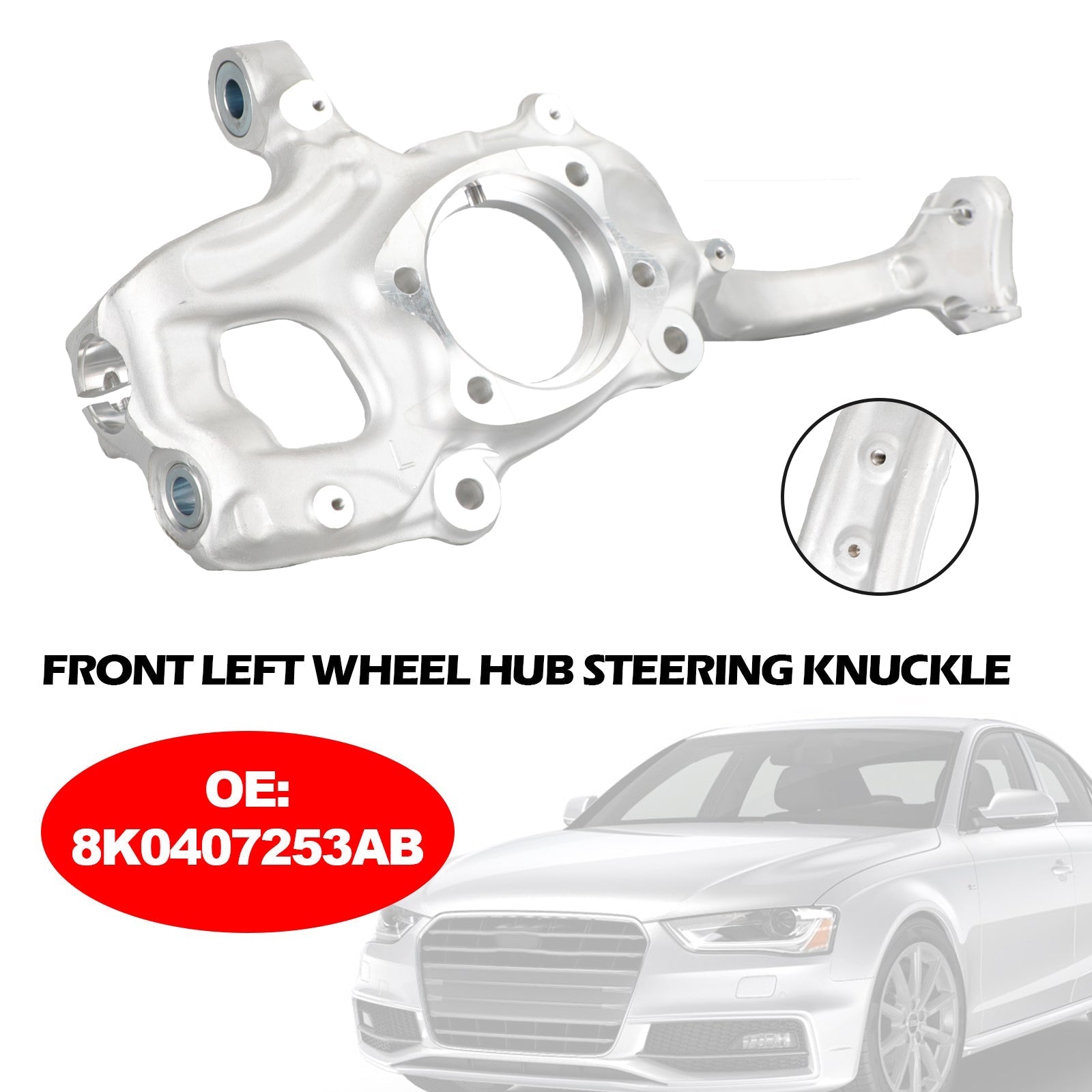 2011-2015 Audi A5 8T foran venstre styring Knuckle Hub Bearing Carrier Arm 8K0407253Ab
