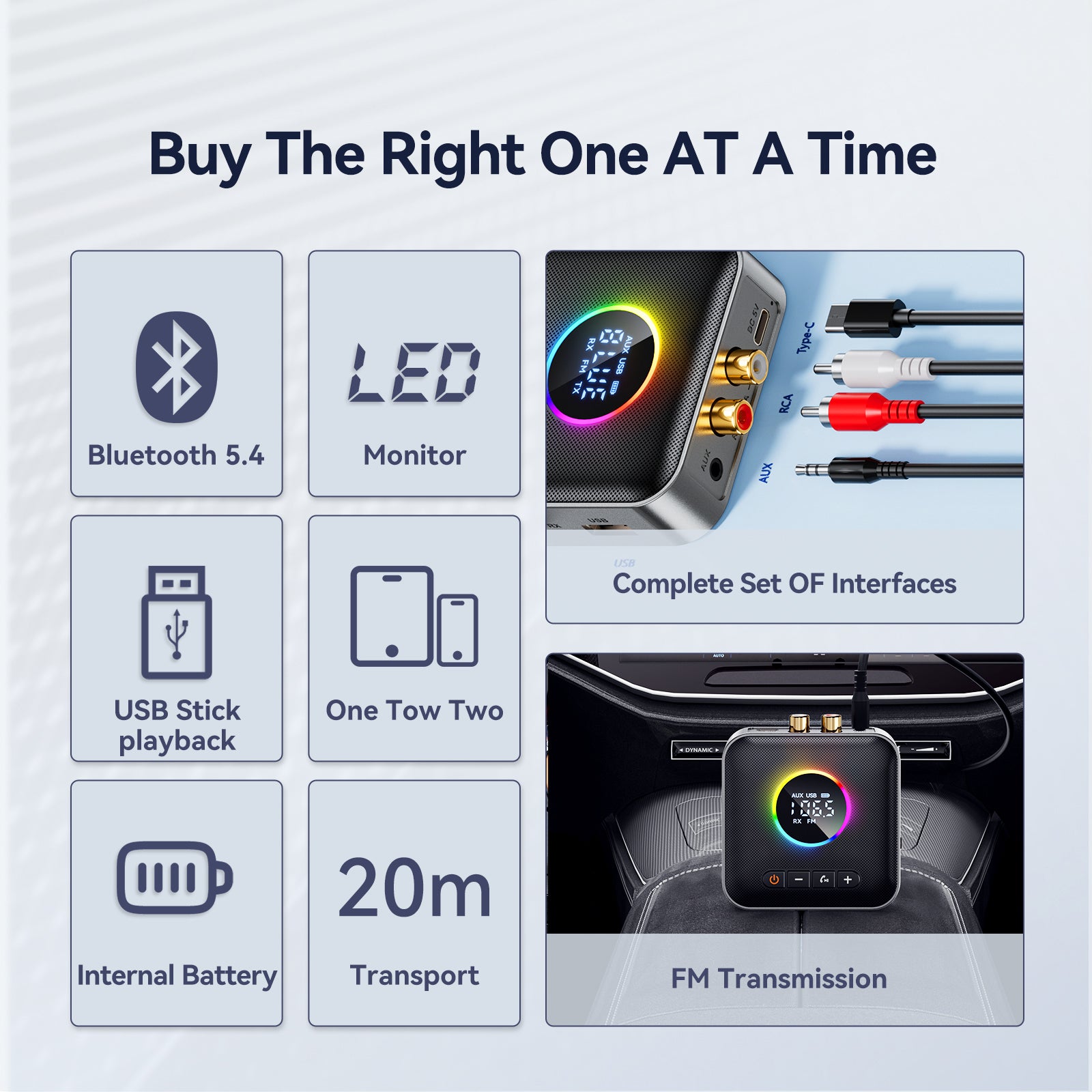 5.4 Receptor Bluetooth Adaptador de audio Transmisor FM Disco U sin pérdidas Uno a dos