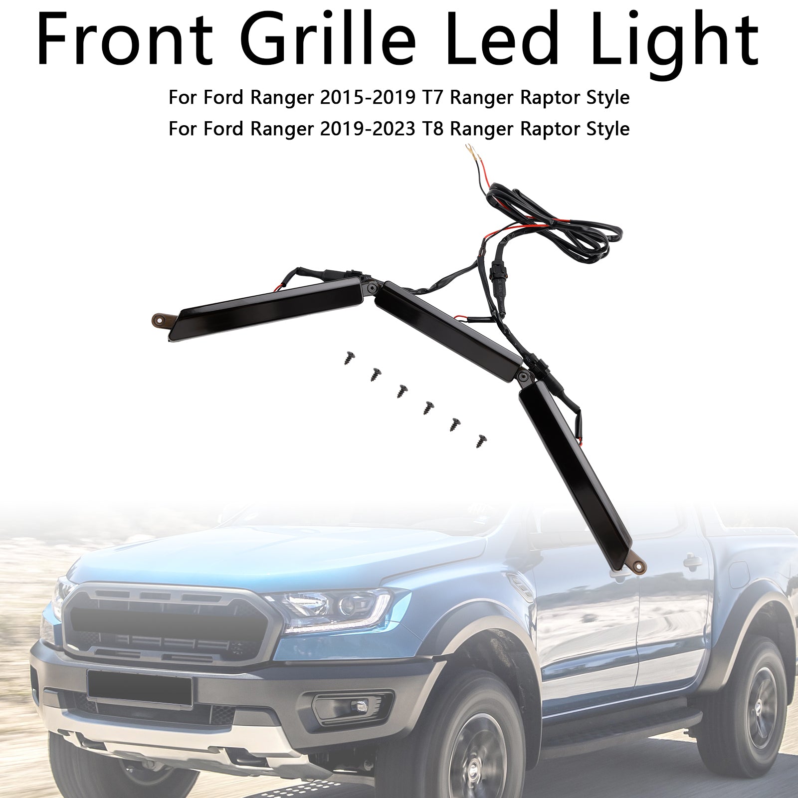 Front Bumper Grille Grill Led Light Fit Ford Ranger 2015-2023 T7 T8