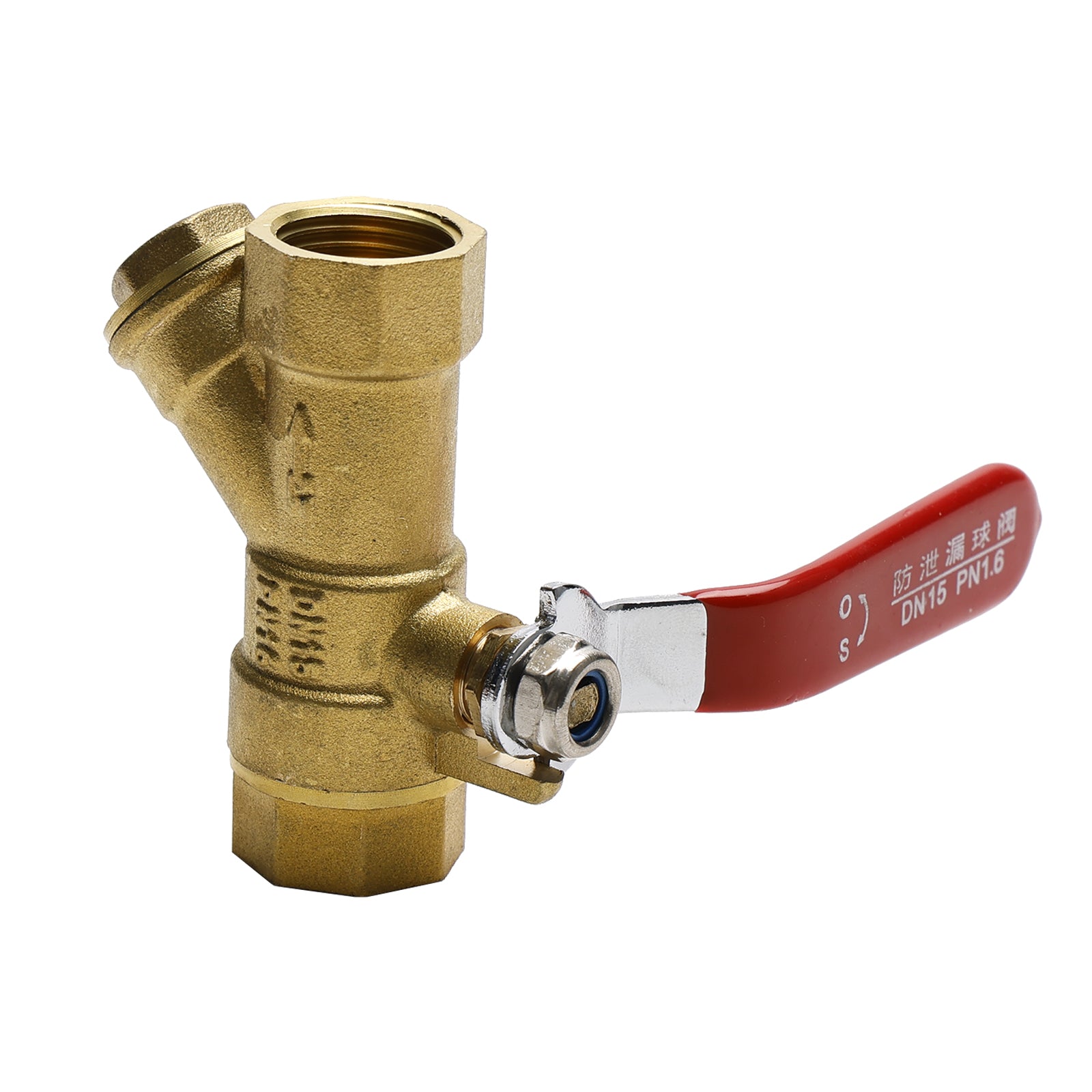 1/2" Válvula de bola con filtro colador tipo Y de latón BSP con rosca hembra igual