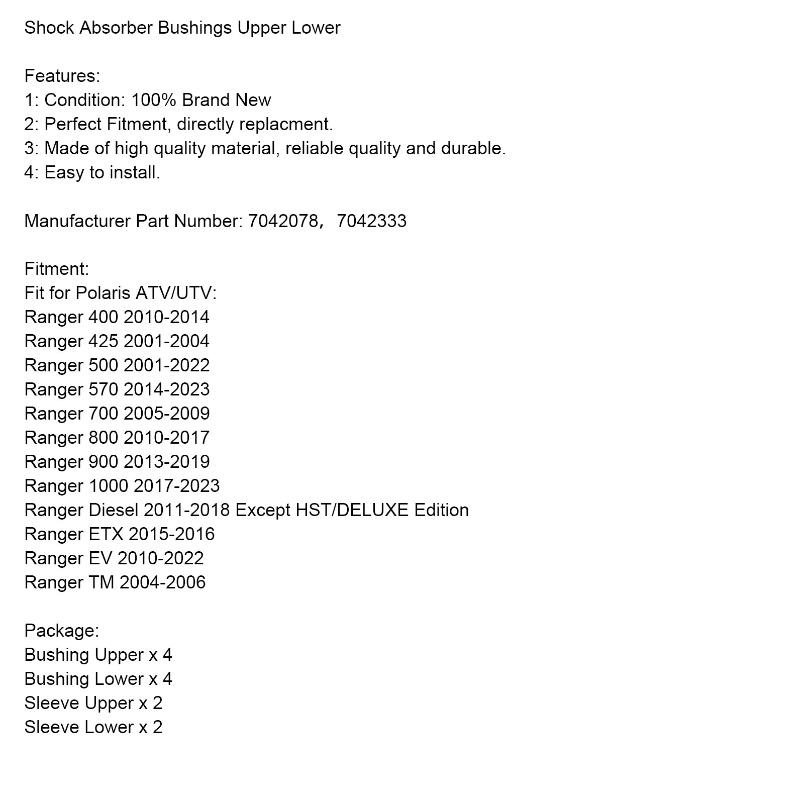 7042078 7042333 Stötdämpare för Polaris Ranger 1000 900 800 700 570