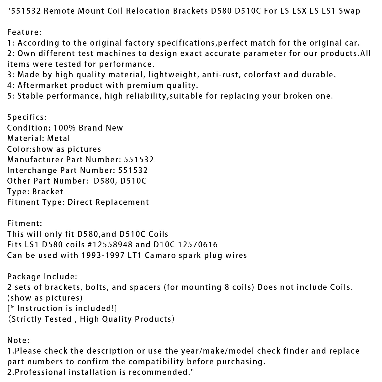 551532 Op afstand gemonteerde spoelverplaatsingsbeugels D580 D510C voor LS LSX LS LS1-wissel