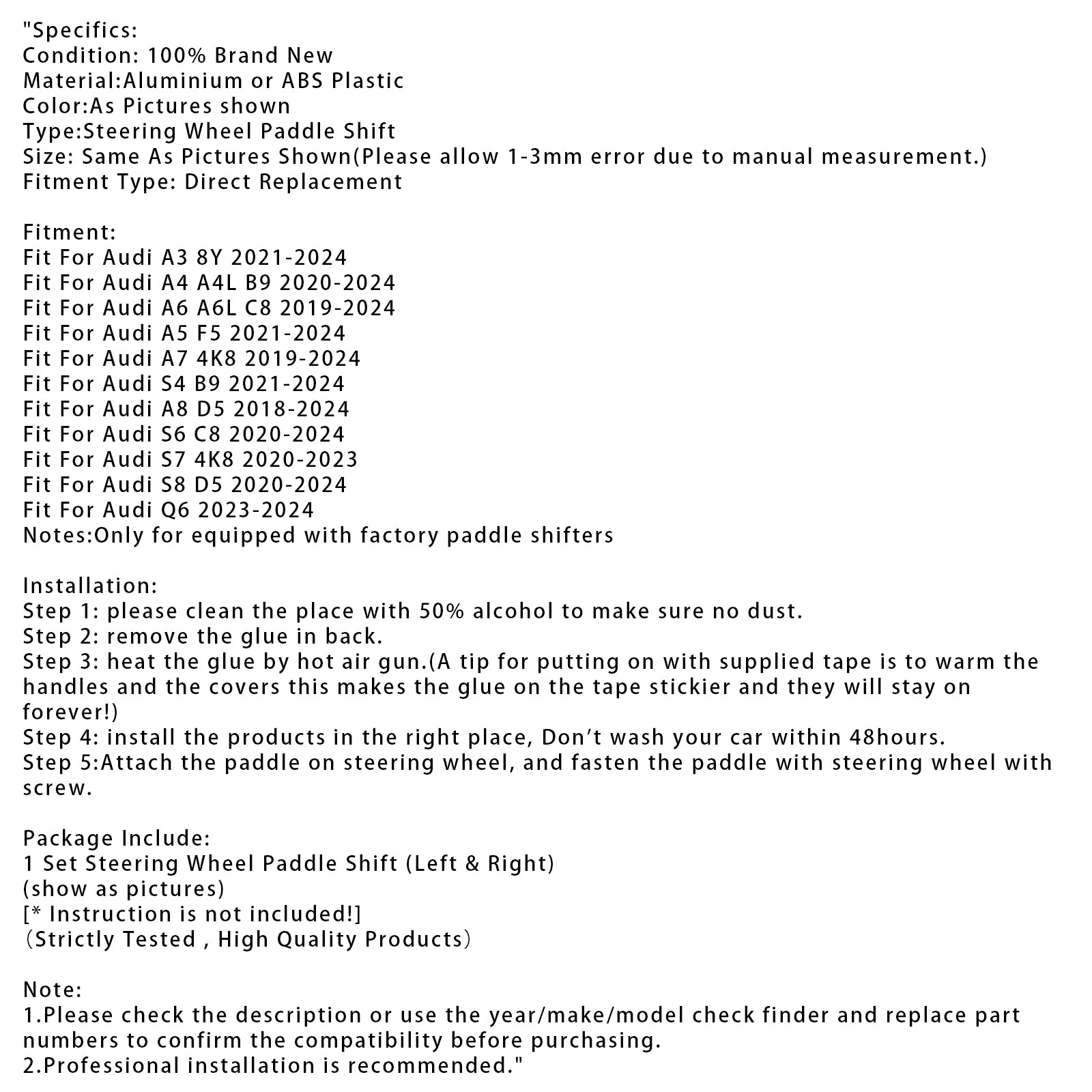 Stuurwiel Paddle Shifter Uitbreiding Geschikt voor Audi A3 A4 A6