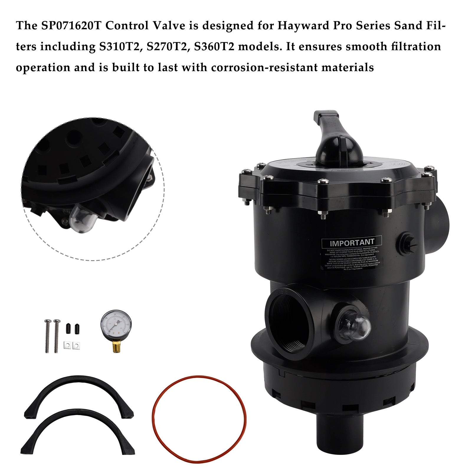 SP071620T Vanne multiport VariFlo à montage supérieur pour Hayward Pro Series S S310T2