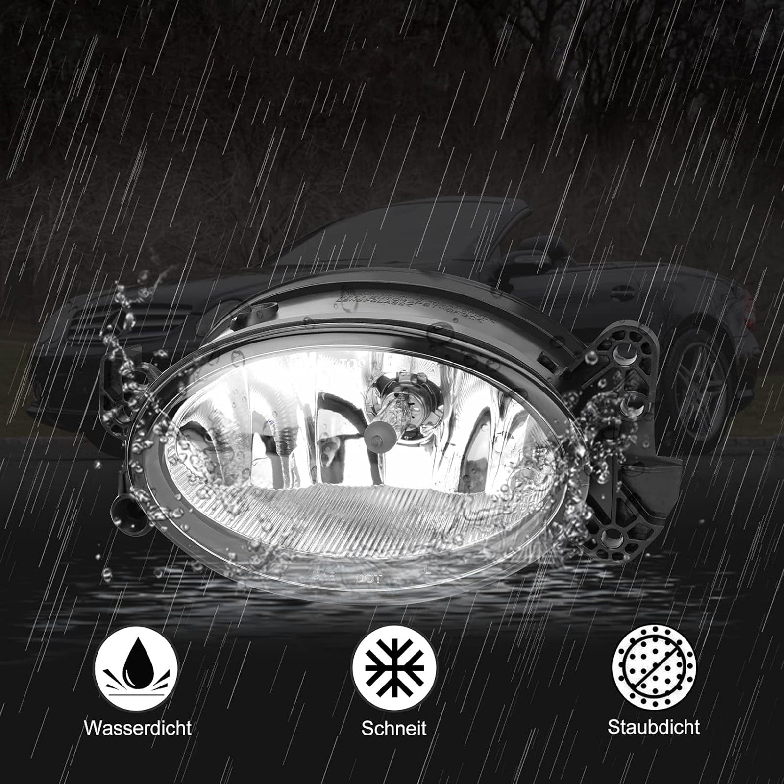 Par de luces antiniebla delanteras Mercedes Clase C 2008-2009 con bombillas A1698201556 A1698201656