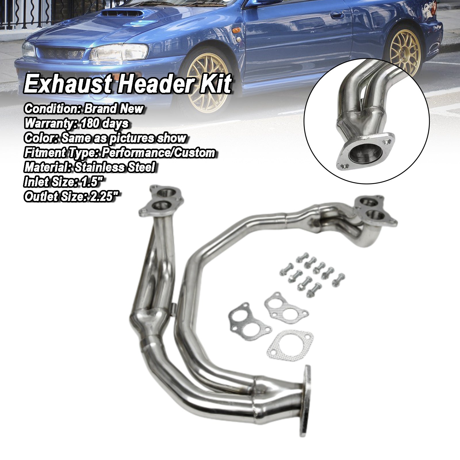 Coletor de cabeçalho de aço inoxidável ajuste de escape Subaru Impreza 2.5RS 1997-2005