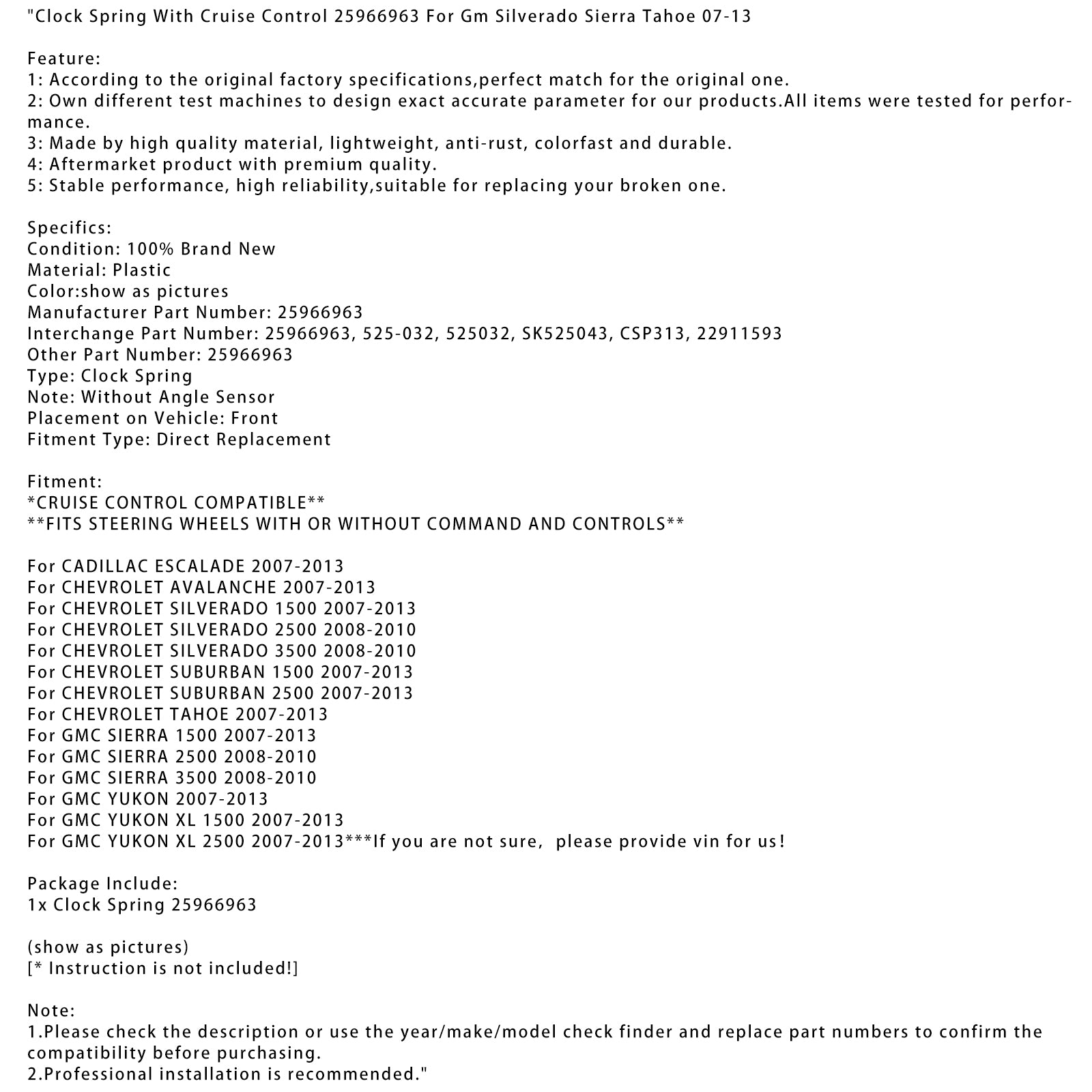 2008-2010 GMC SIERRA 3500 Stuurwielklokveer 25966963 22911593