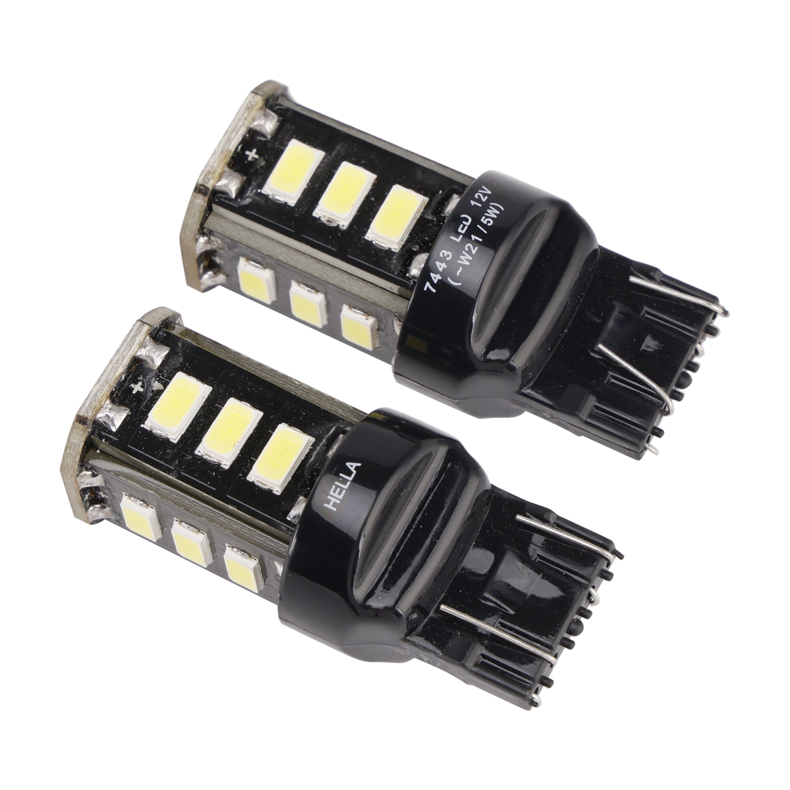 2X For HELLA LED Retrofit 7443W Wedge T5 12V 3W W21/5W 6000K
