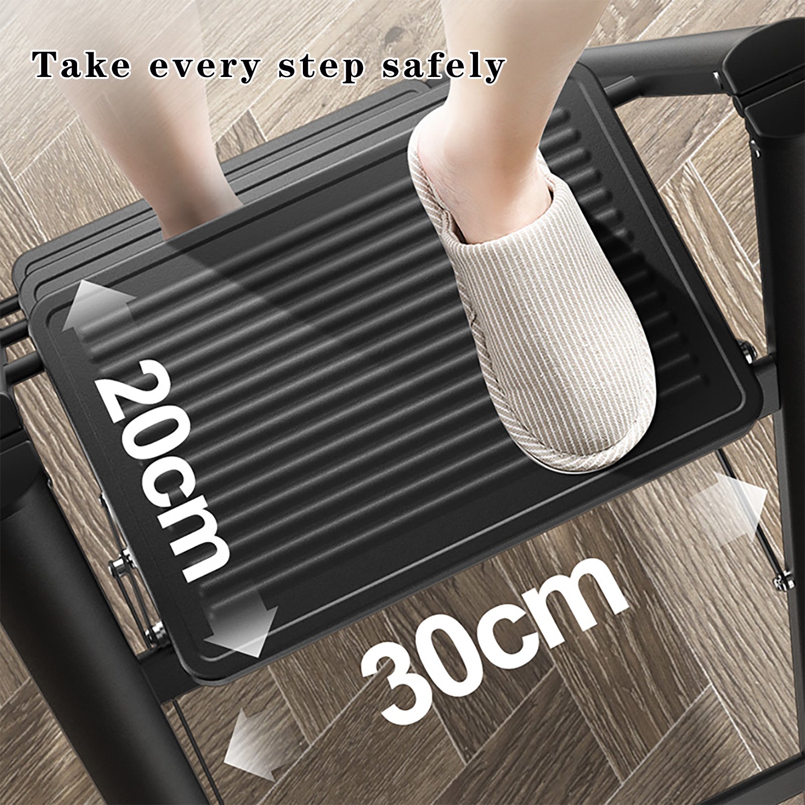 Escabeau, 4 niveaux, pliable, aluminium, large, léger, compact, échelle