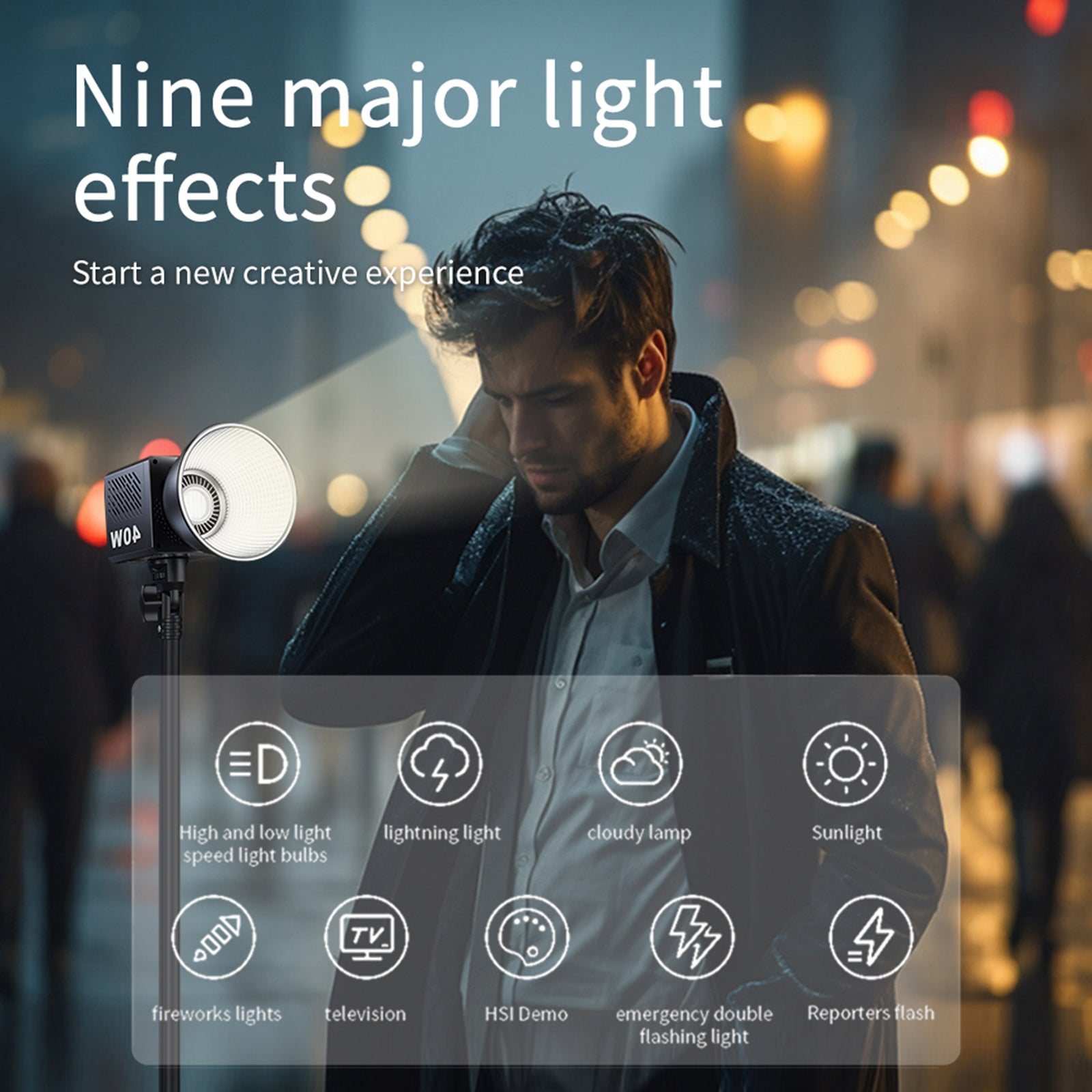 40W høy kraft M60 Fotografering Lys Cob Solar Light Outdoor LED Light