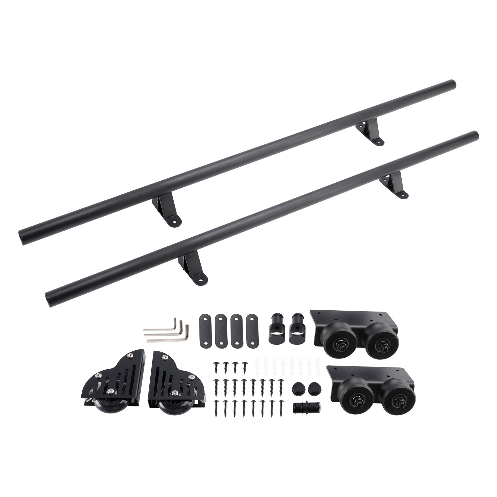 6.6FT Round Tube Rolling Library Sliding Ladder Hardware Kit with Brake