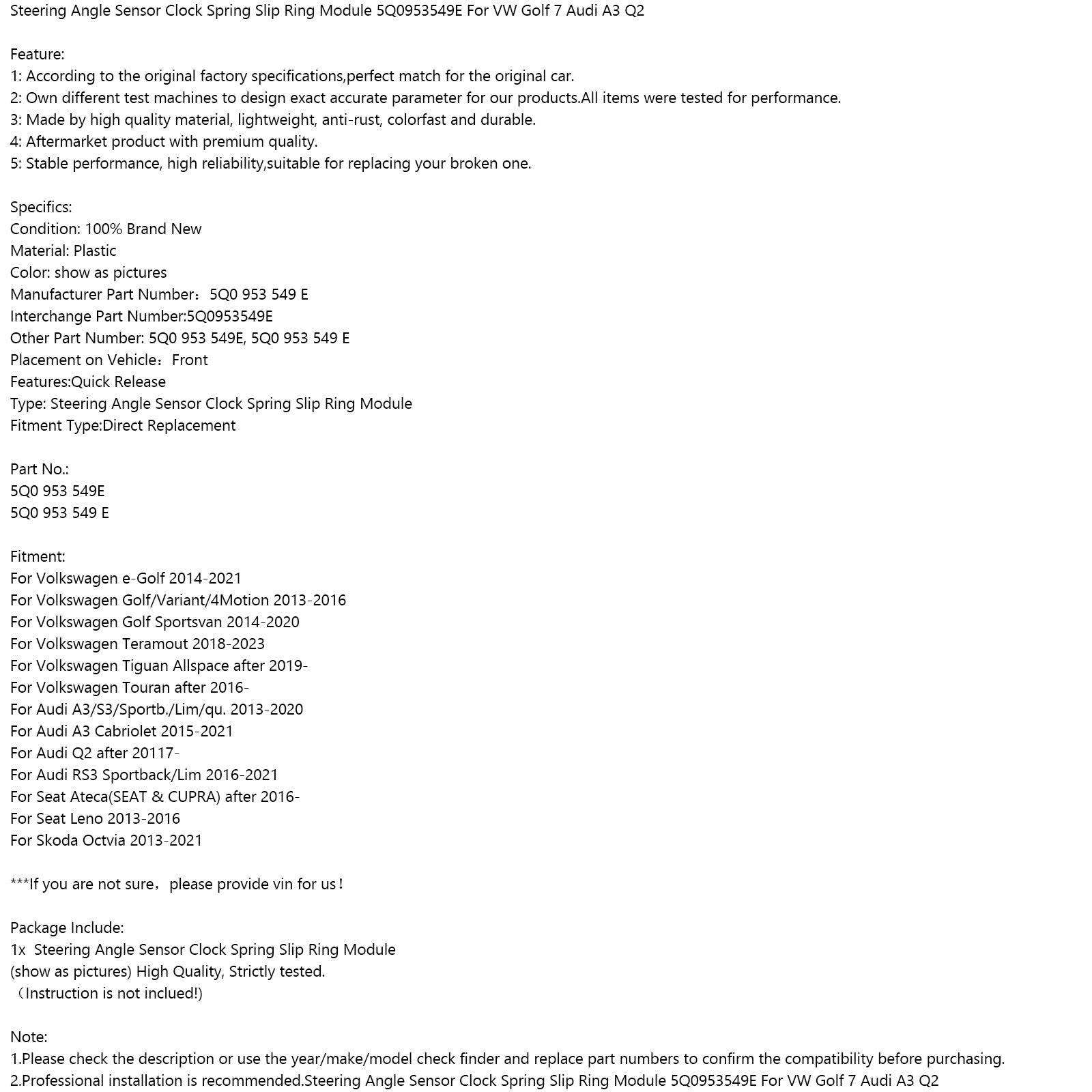 2013-2016 Volkswagen Golf/Variant/4Motion Riadenie Senzor Sensor Clock Clock Modul 5Q0953549E