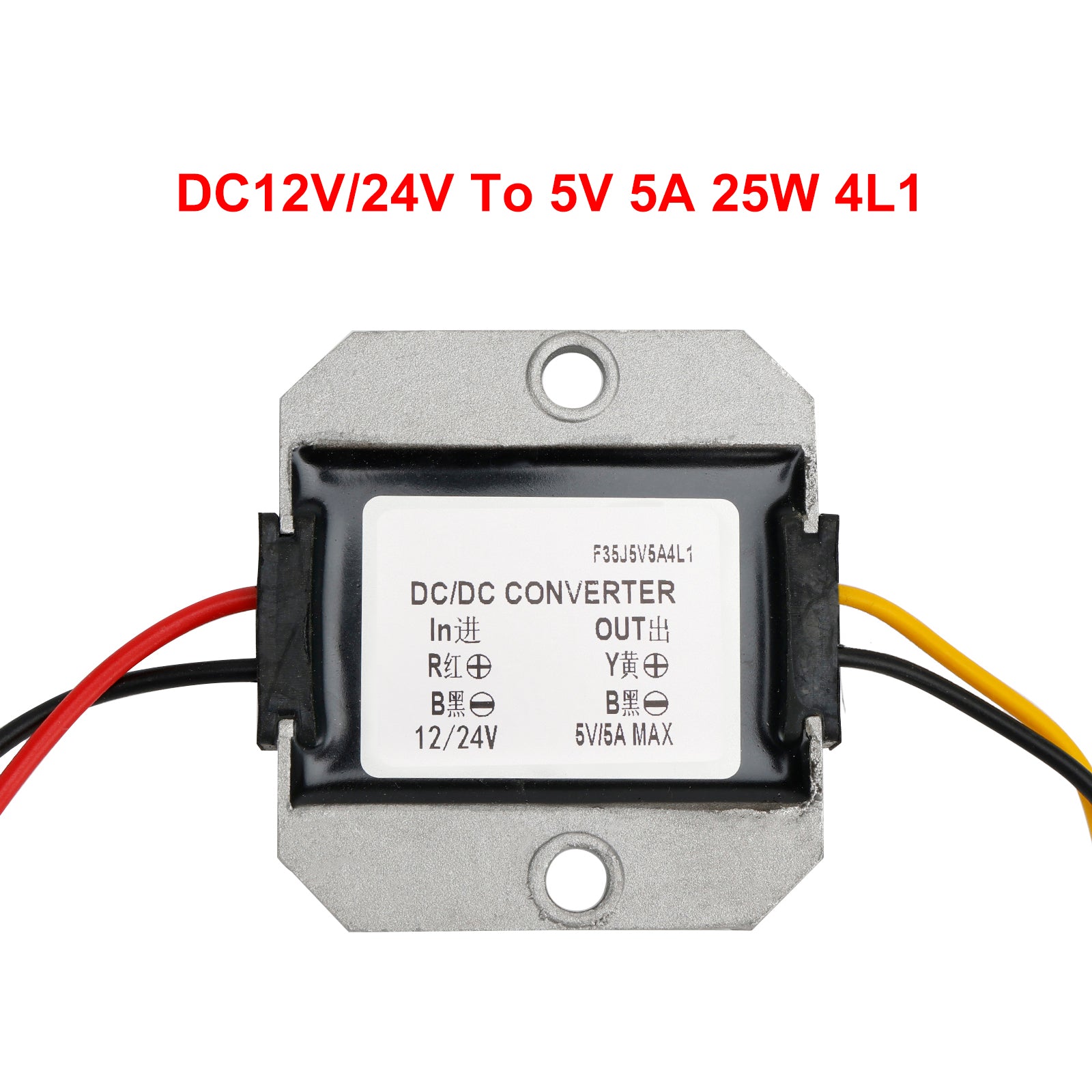 WaterProof 12V/24V to 5V 5A 25W Step Down DC/DC Power Converter Regulator