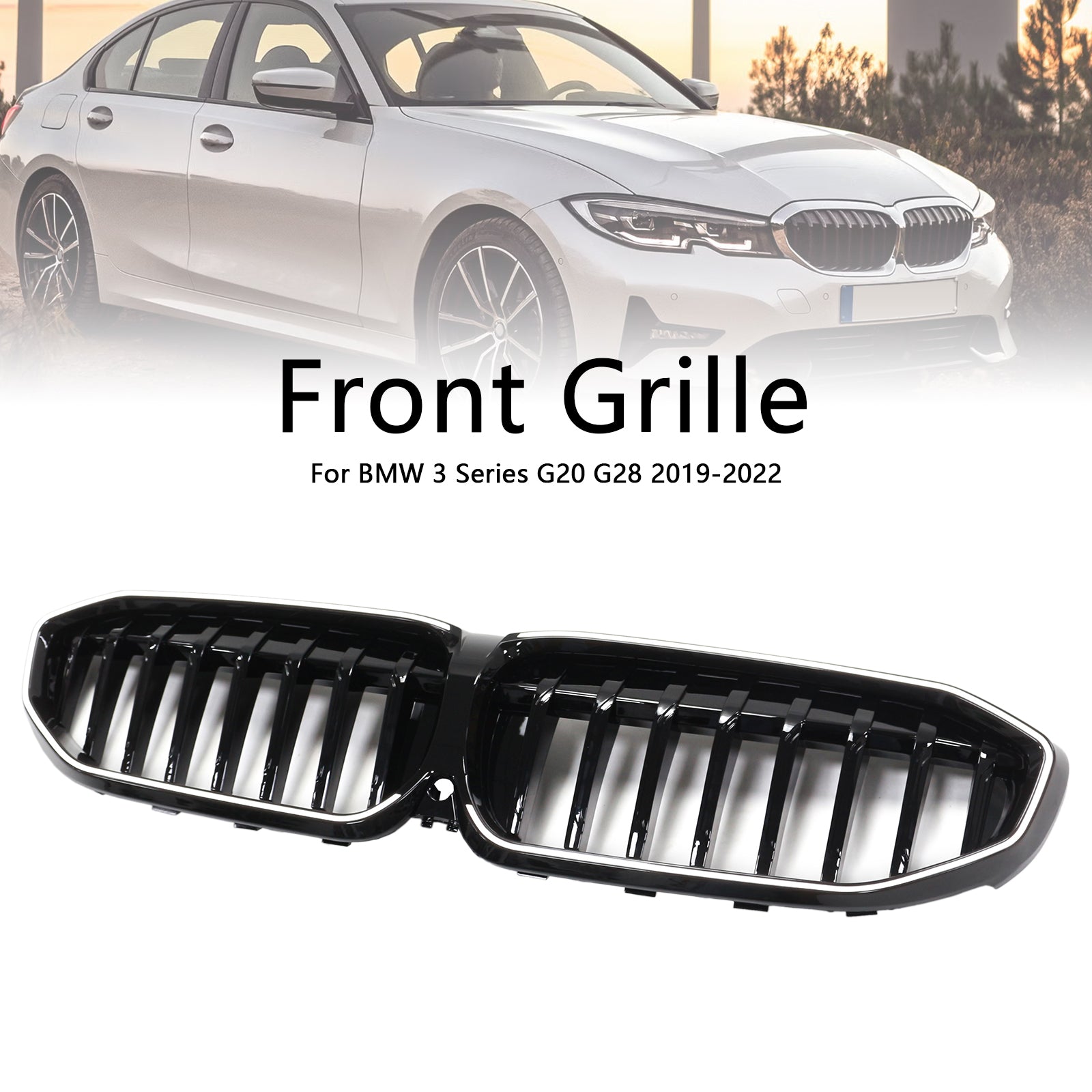 2019-2022 BMW Série 3 G20 Glossy Black Kidney Grille Grill 51138072085