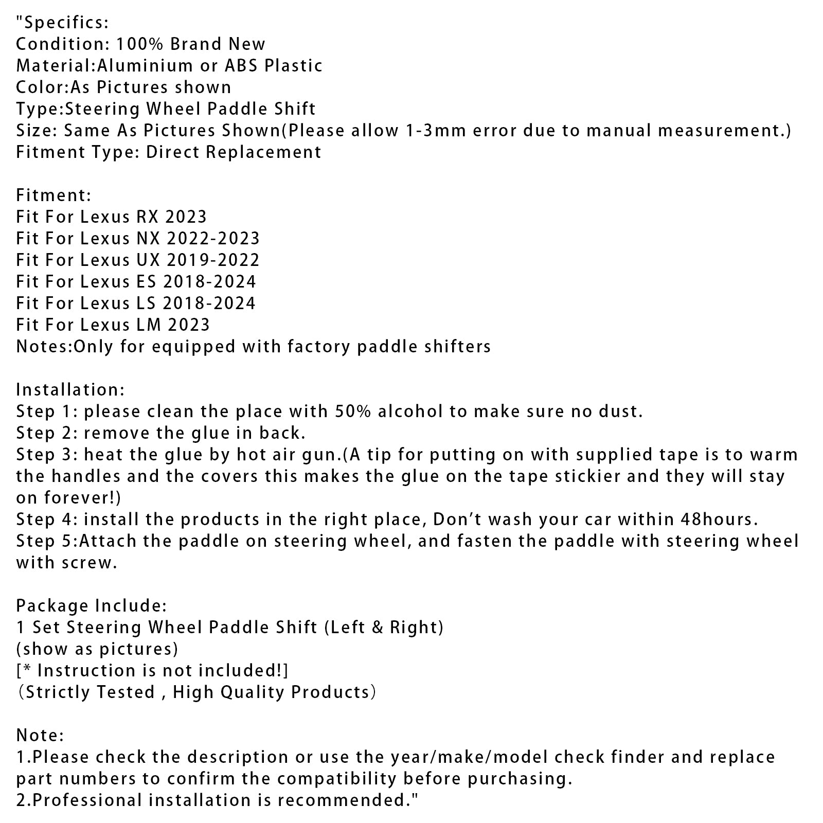 Lexus RX NX stuurwiel-shifterverlenging