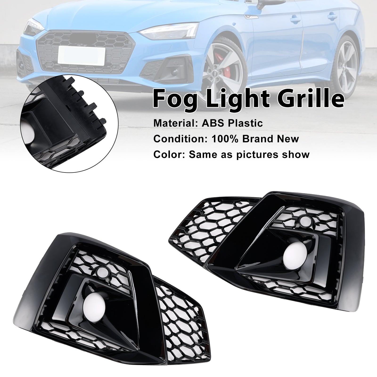 2020-2023 Audi A5 S-line S5 2 peças para-choque dianteiro, grade de proteção para farol de neblina 8W6807682T3Q7