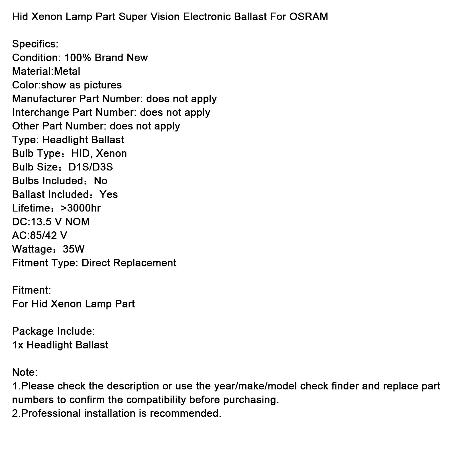 Hid Xenon Lamp Onderdeel Super Vision Elektronische Ballast
