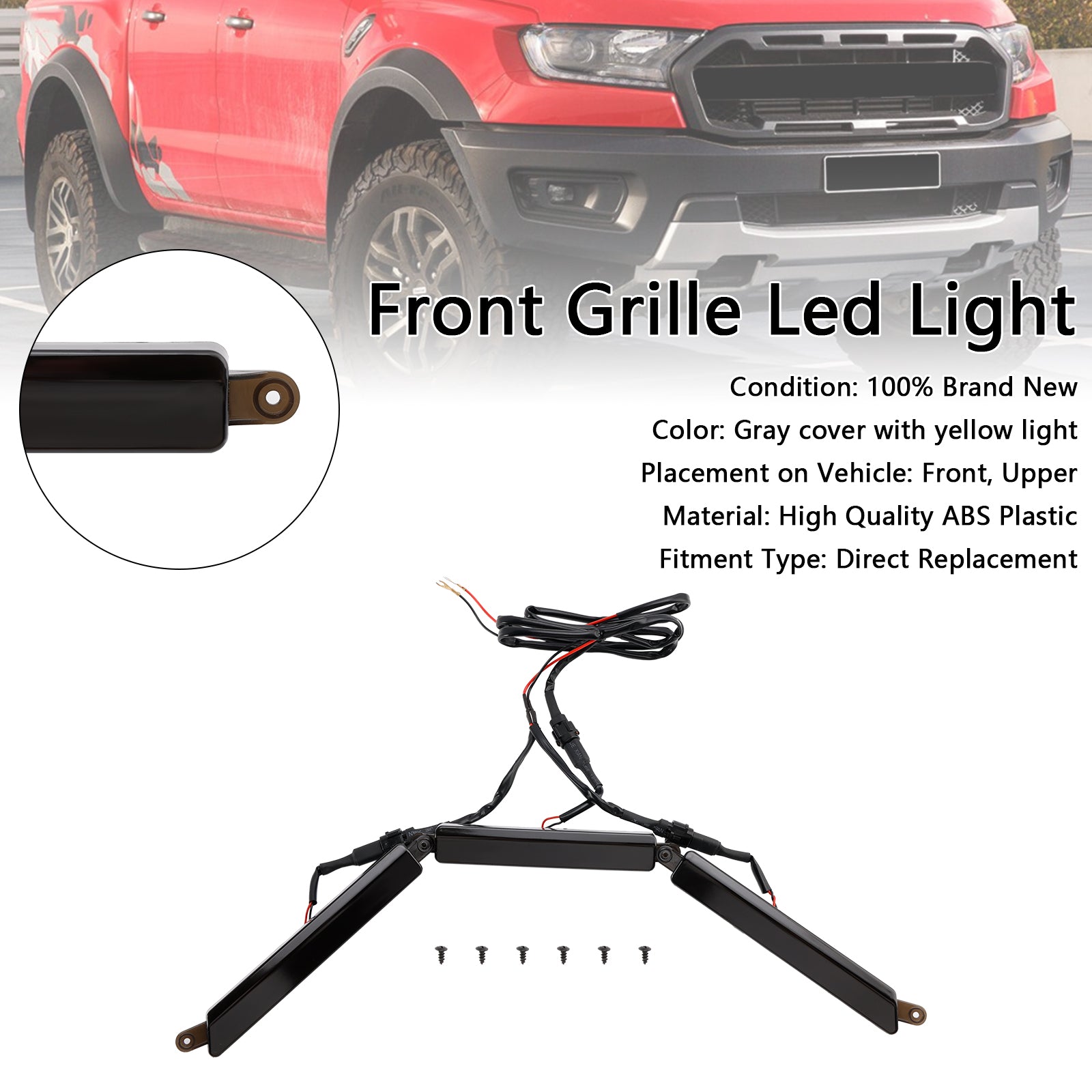 Front Bumper Grille Grill Led Light Fit Ford Ranger 2015-2023 T7 T8