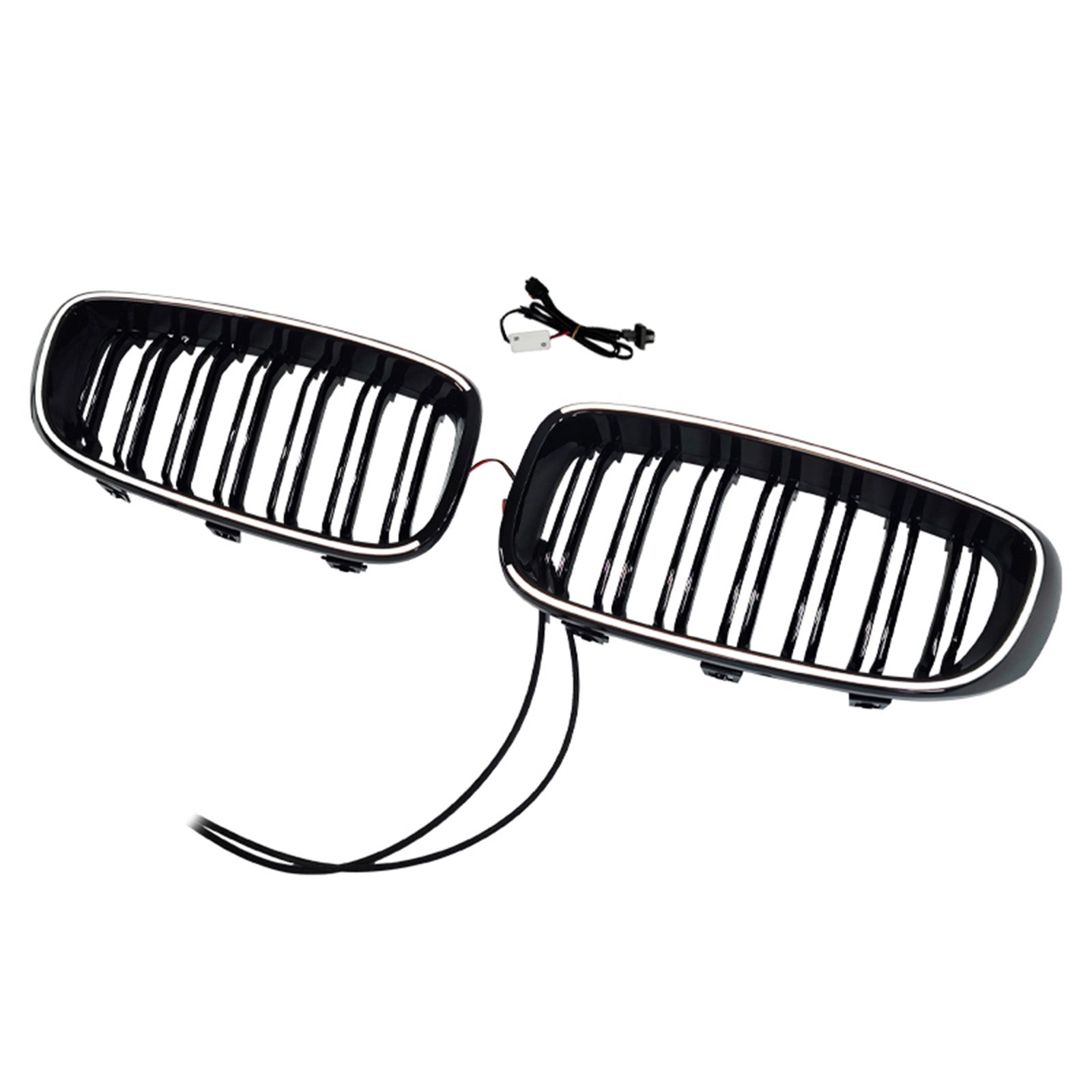 Dual Slat Front Bumper Grille Fit BMW 3 Series F34 GT 2013-2019 Gloss Black