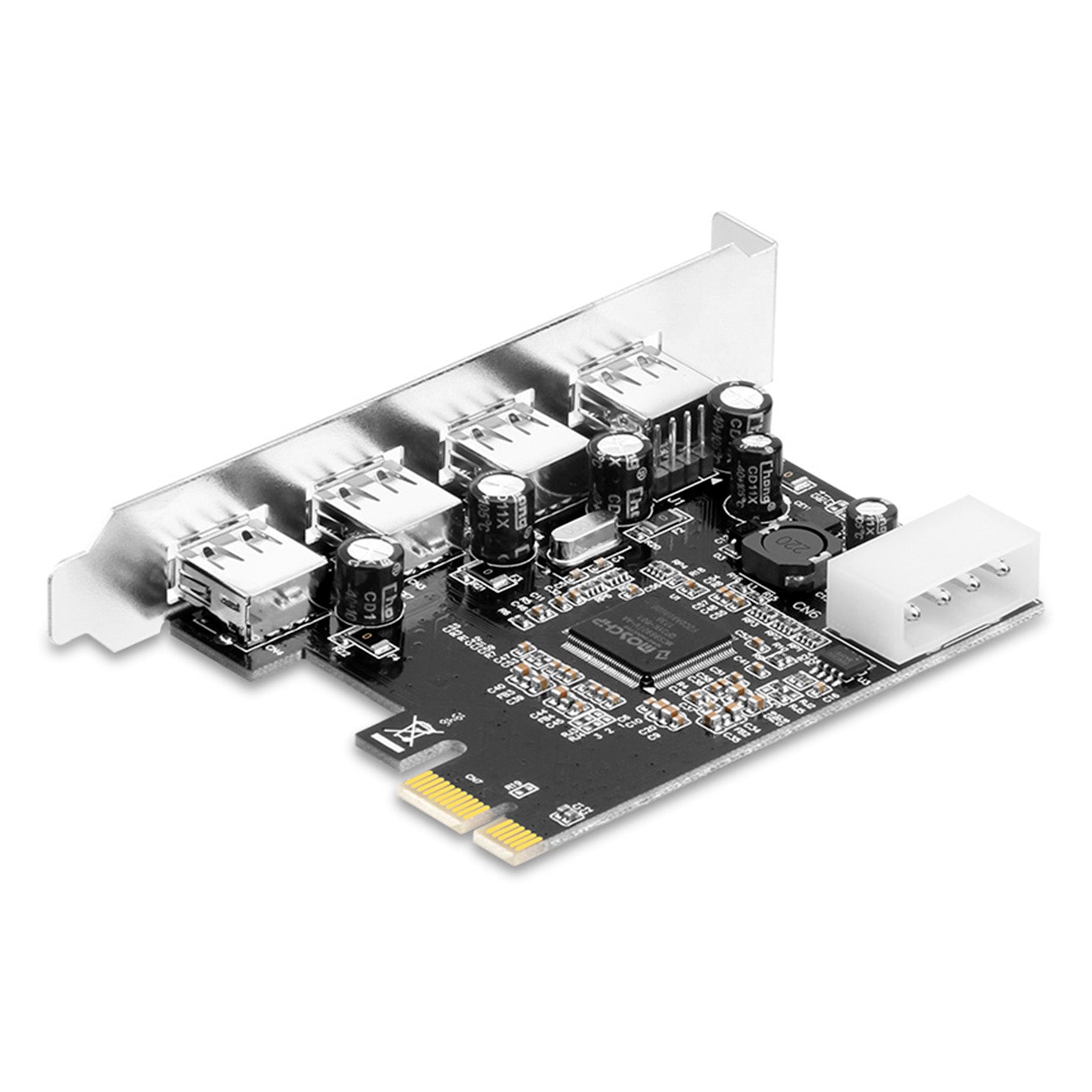 HUB 2.0 PCIE a USB 2.0 Tarjeta de expansión Tarjeta adaptadora Moschip Fuente de alimentación de 4 pines