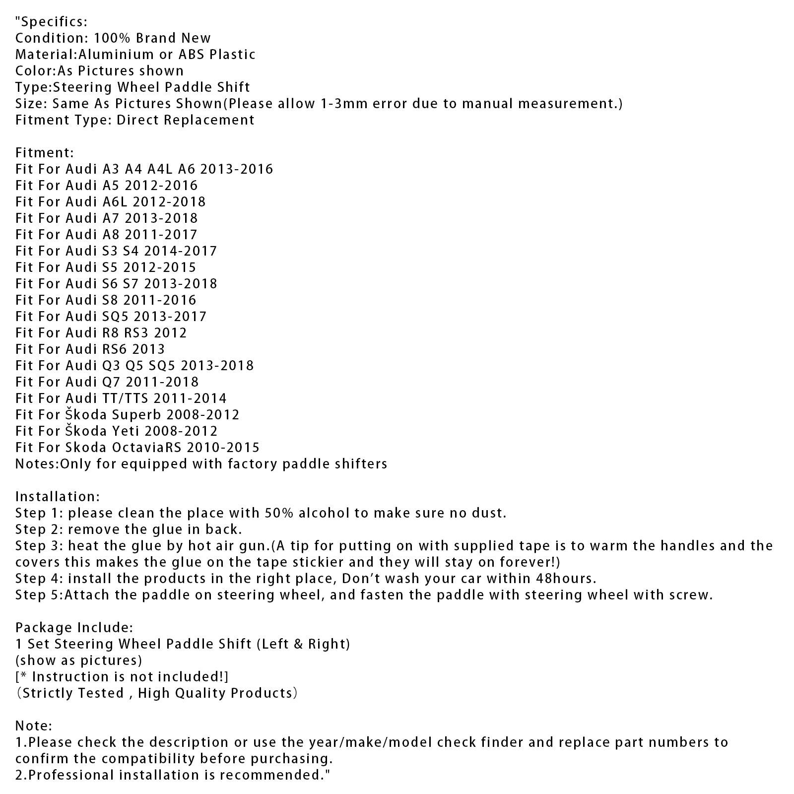 Extensión de palanca de cambios del volante para Audi A3 A4 A5 A6 A8