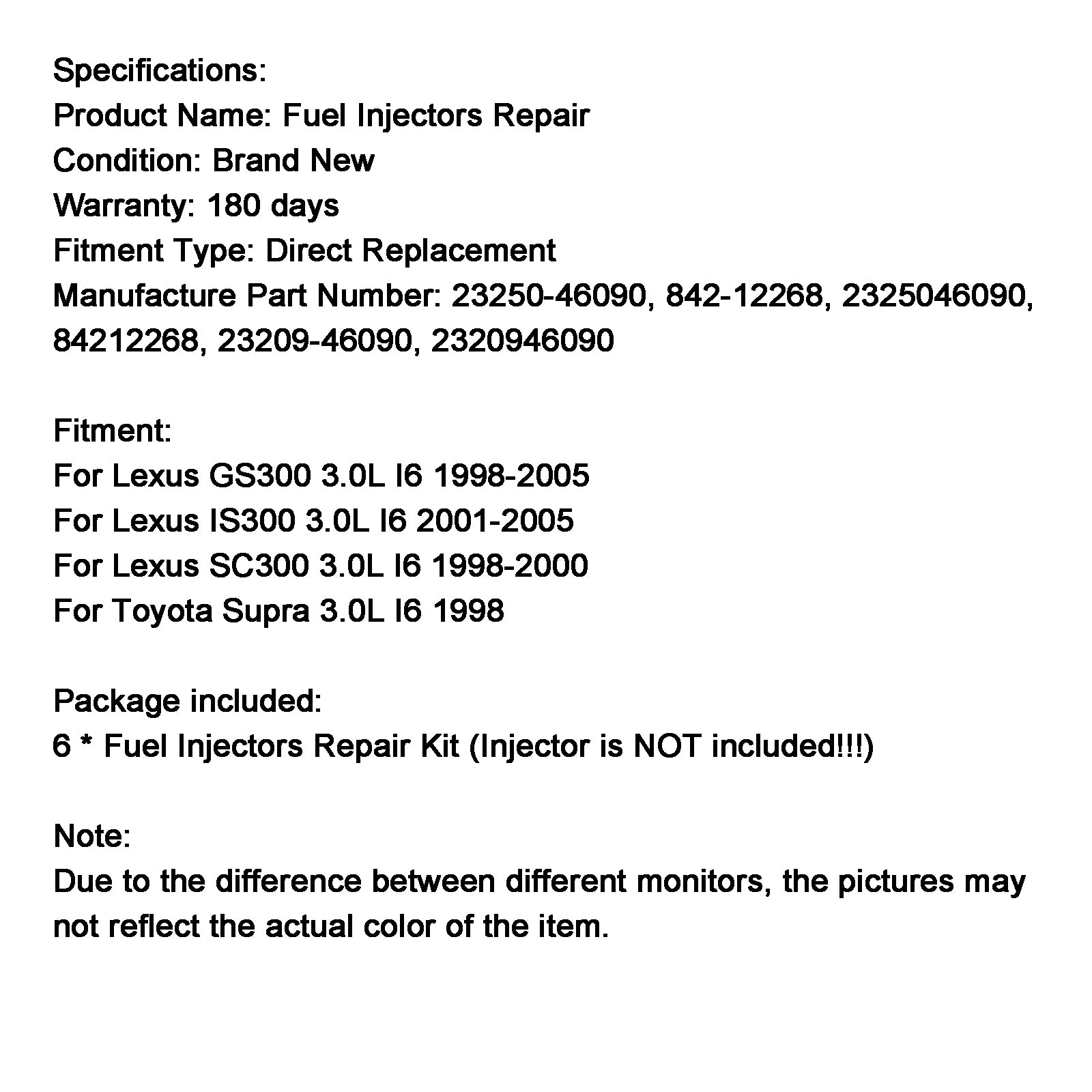 Bränsleinsprutningssats Fit Toyota Supra Fit Lexus SC300 IS300 3.0 98-05