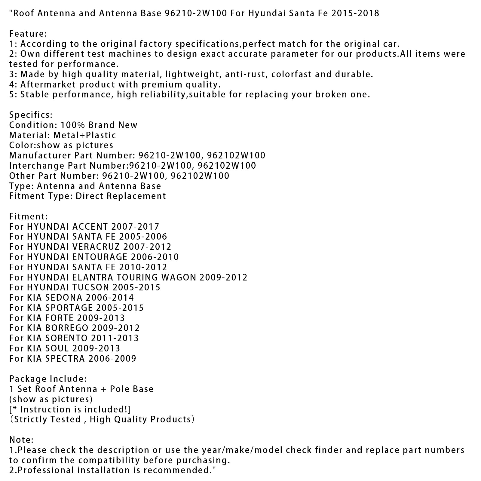 Dakantenne en antennevoet 96210-2W100 Voor Hyundai Santa Fe 2015-2018