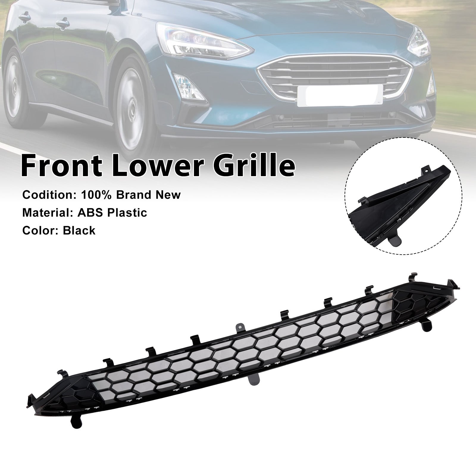 ST-stil Front Bumper Nedre grillgitter Fit Ford Focus MK4 2018-2021 Svart