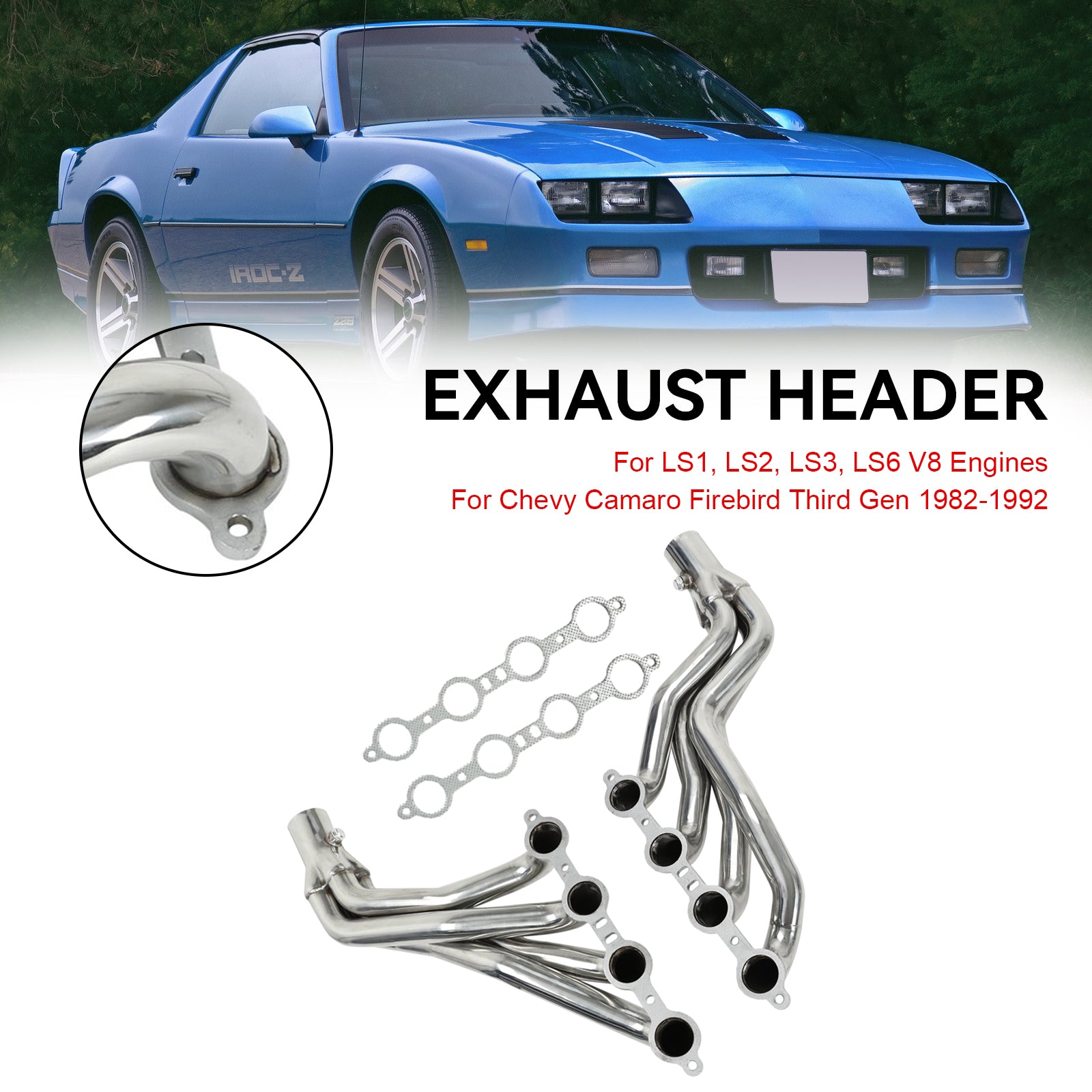 Cabeceras de acero inoxidable LS Swap Fit Camaro Firebird 82-92 Tercera generación F-Body