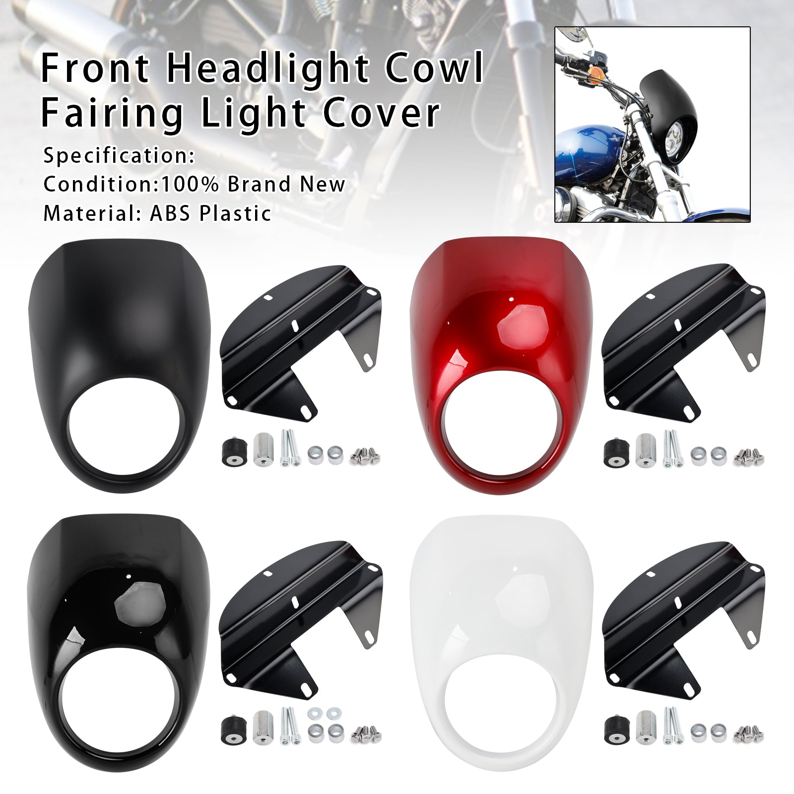 1973-up Sportster Dyna XL 883 1200 FX Headlight Fairing Light Cover