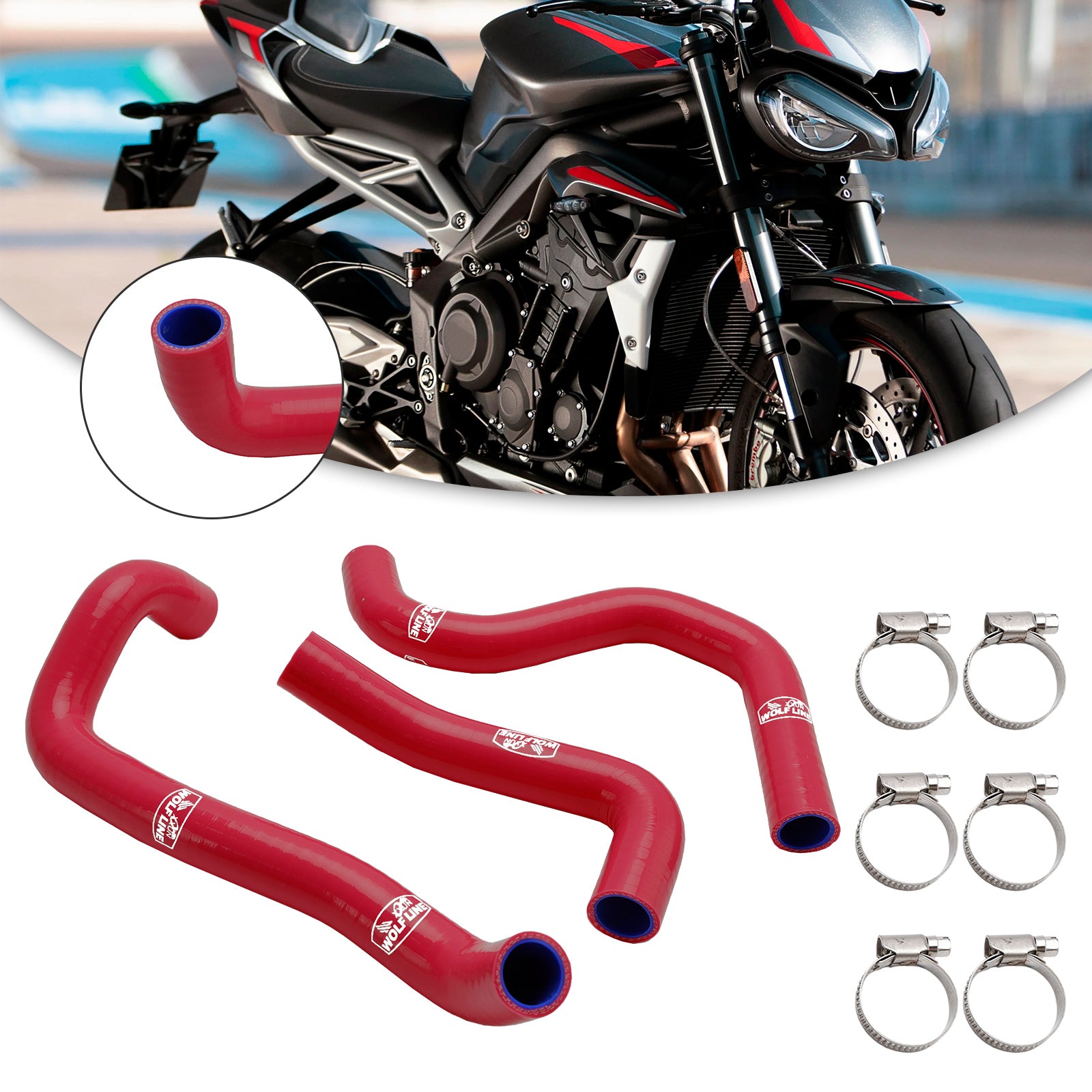 2020-2022 Street Triple 765 R RS Silikon Radiatorkylvätsket Slange Kit