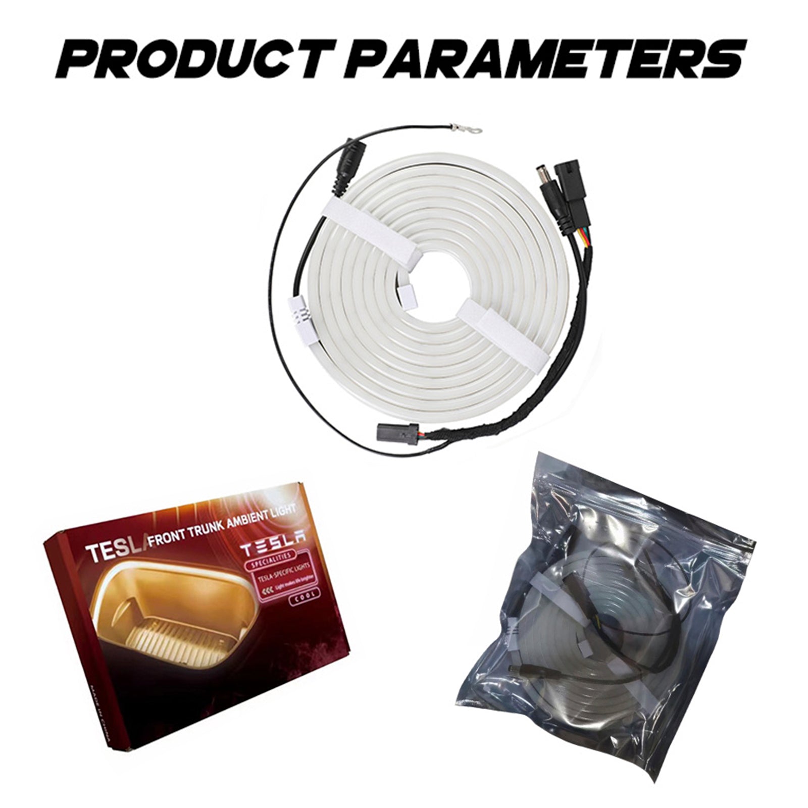 Tira de luz LED de ambiente ambiental para maletero delantero, Color cálido para Tesla Model 3/Y/S/X