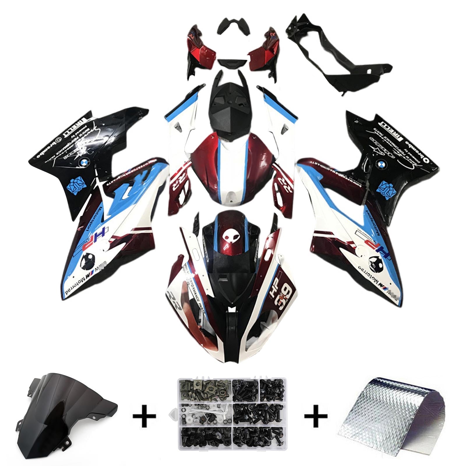 2017-2018 BMW S1000RR Kit Carénage Carrosserie Plastique ABS