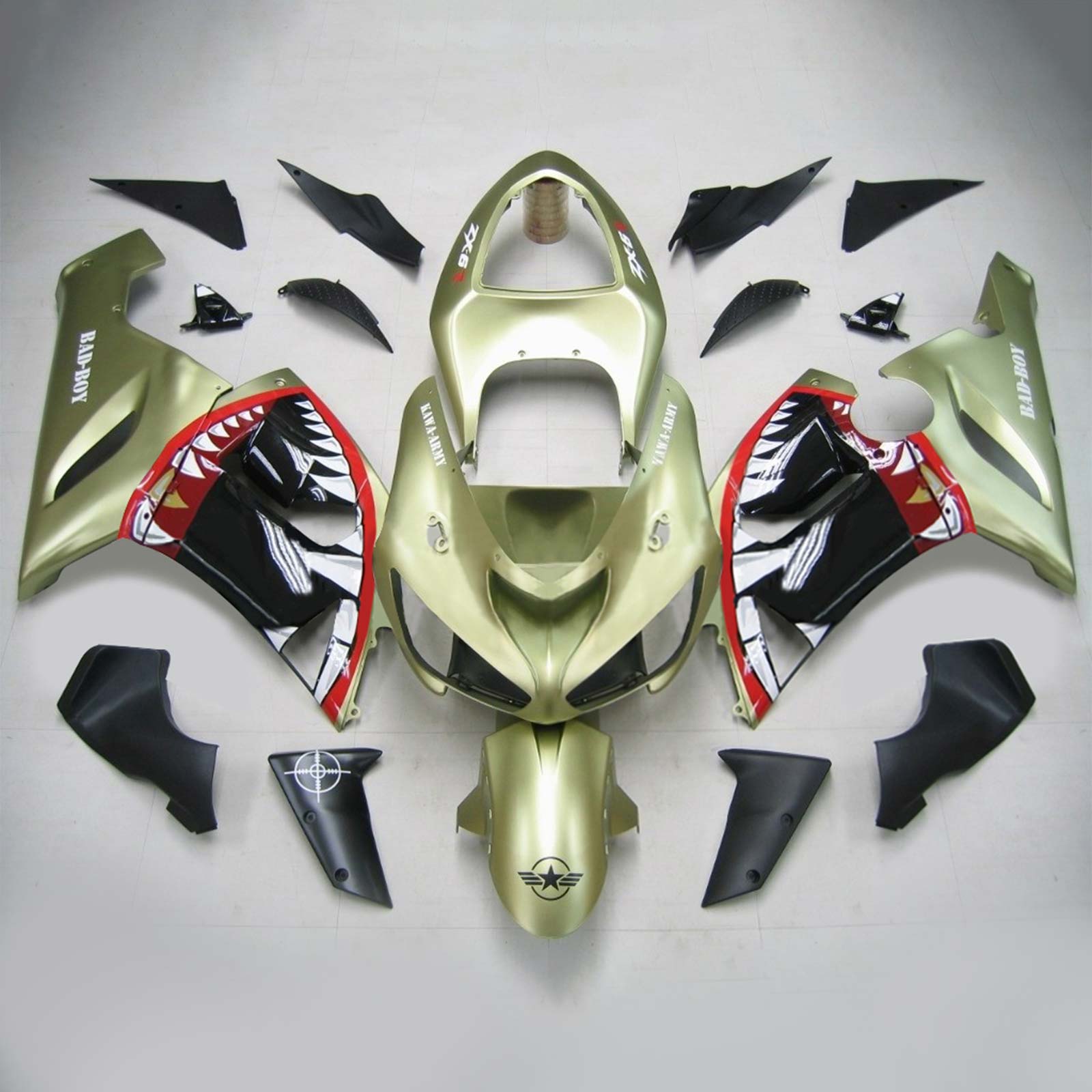 2005-2006 KAWASAKI ZX6R 636 AMOTOPART INJEKTION FAIRING KIT BOODYWORK ABS #119