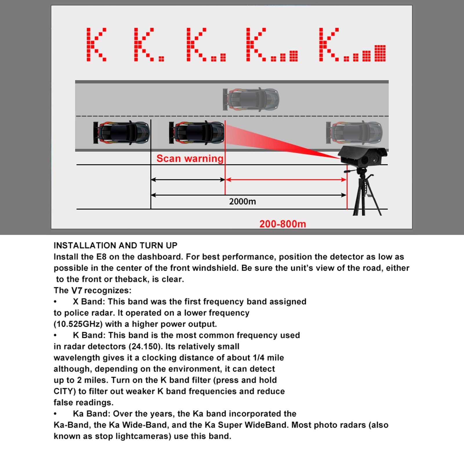 Velocímetro de Radar móvil para perro electrónico V7, interruptor chino, inglés, ruso y tailandés