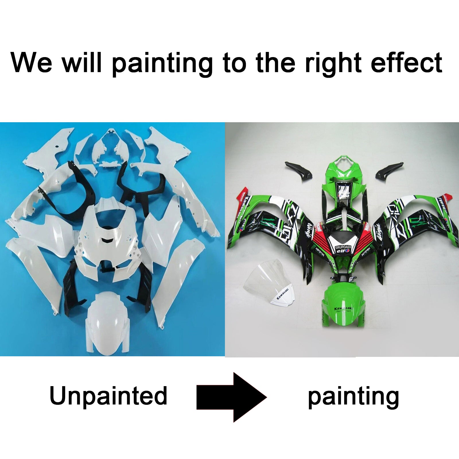 2021-2024 Kawasaki ZX-10R ZX10R Amotopart Injectiekuipset Carrosserie ABS #101