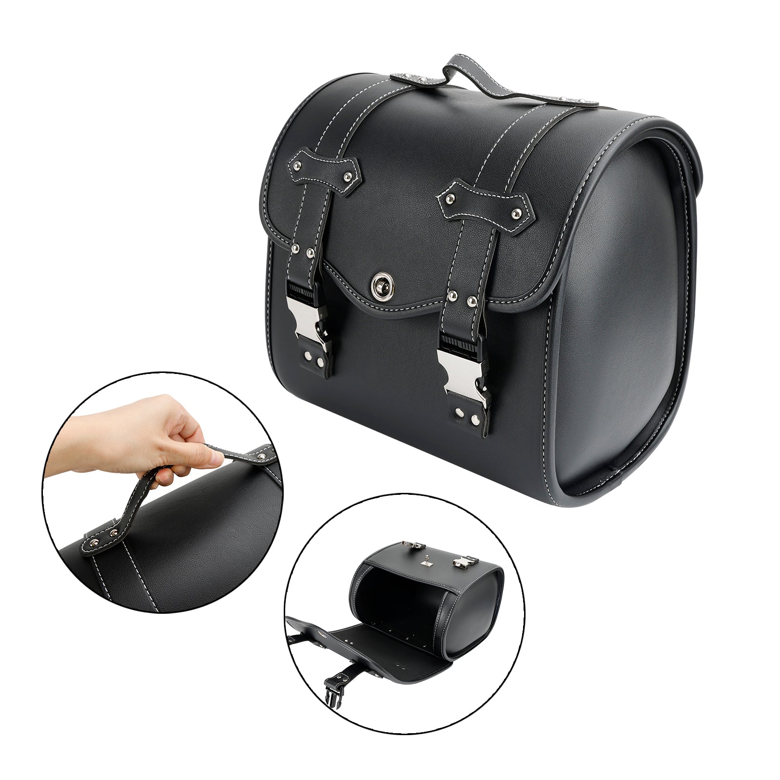 Zadeltas Zijopbergtas Gereedschapstas Universeel Snelsluiting Pu Voor Motor Bruin