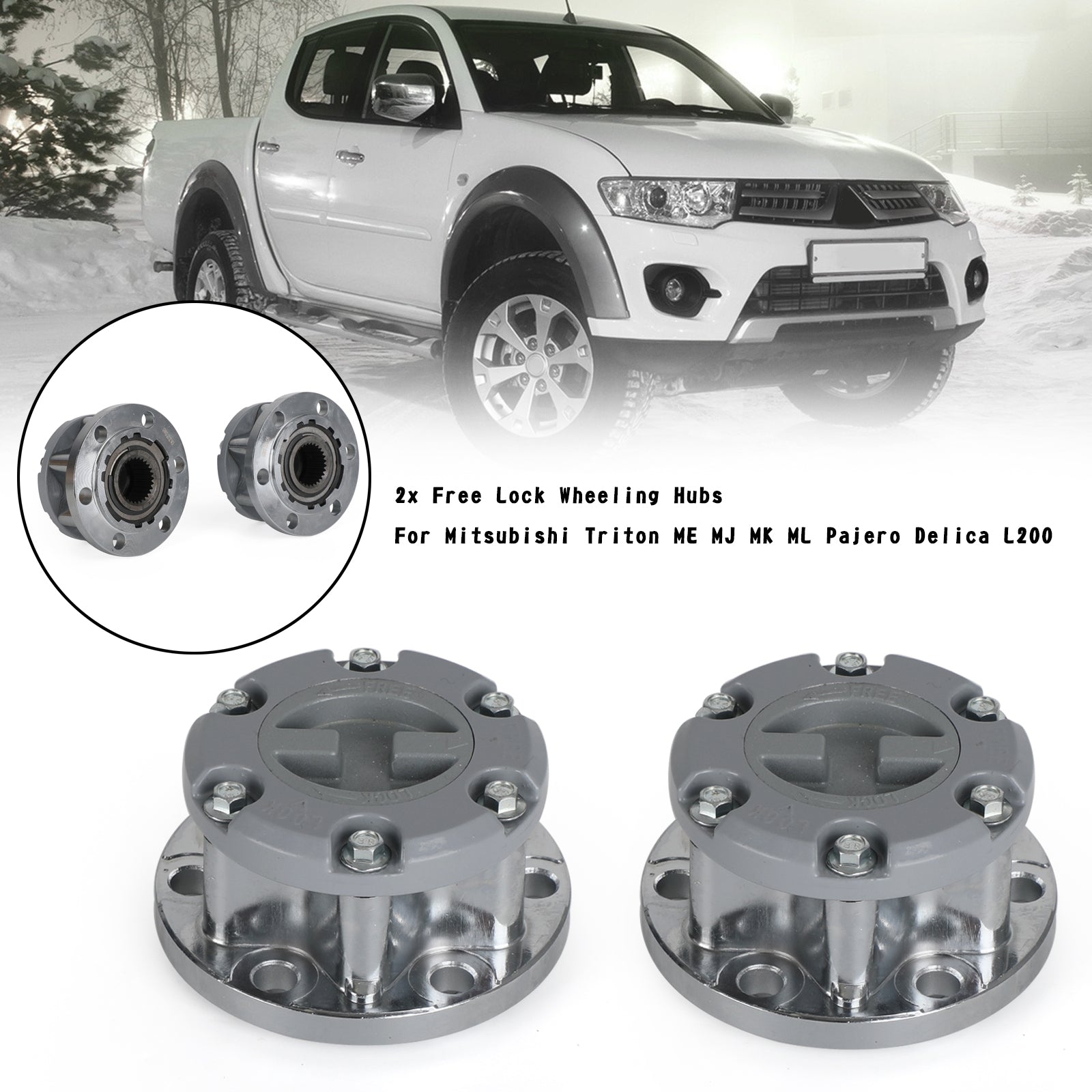 2x gratis låshjuling hubs for mitsubishi triton me mj mk ml pajero delica l200 generisk