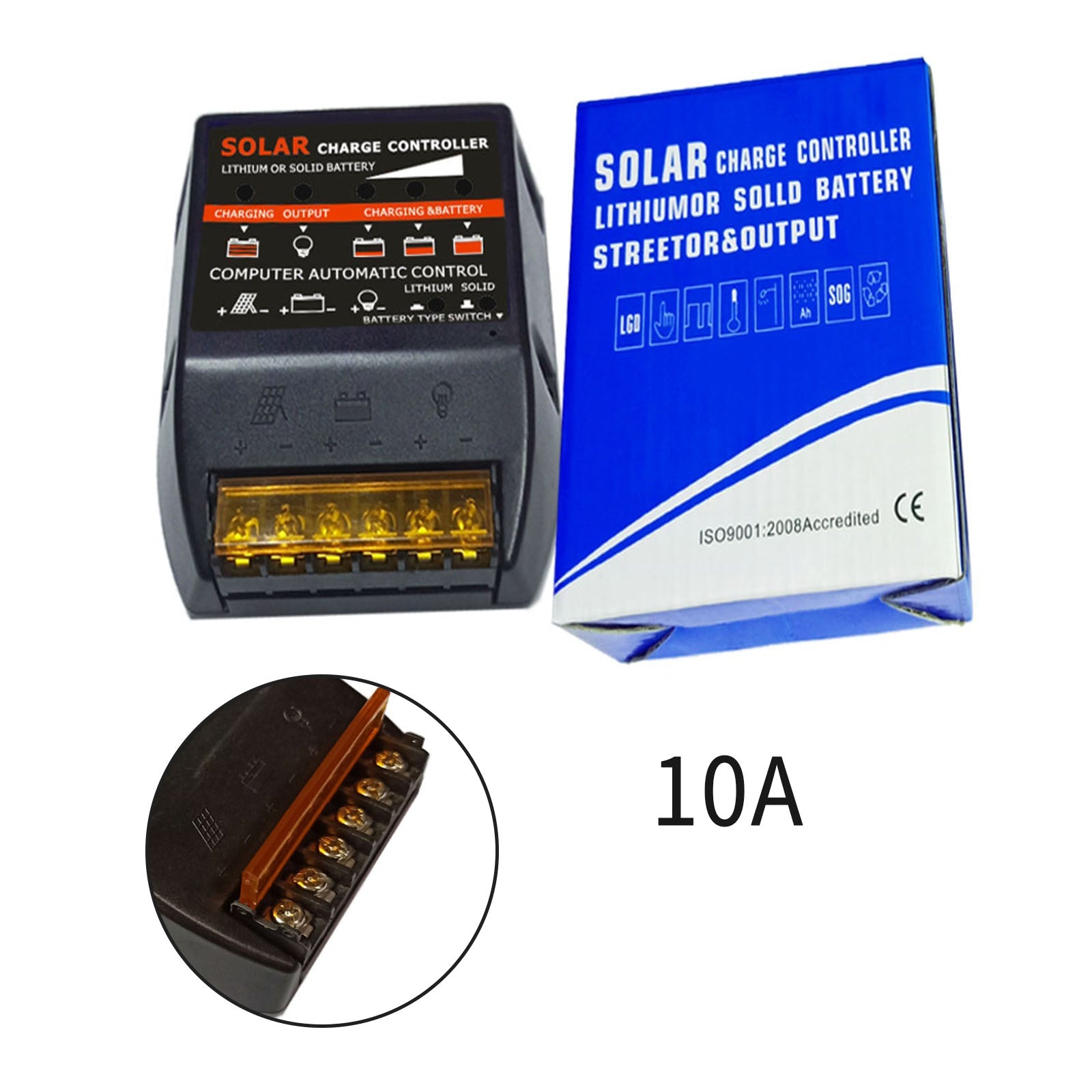 Solar-laadregelaar PWM 10A-50A 12V Ingebouwde timer Batterijcontrole-adapter