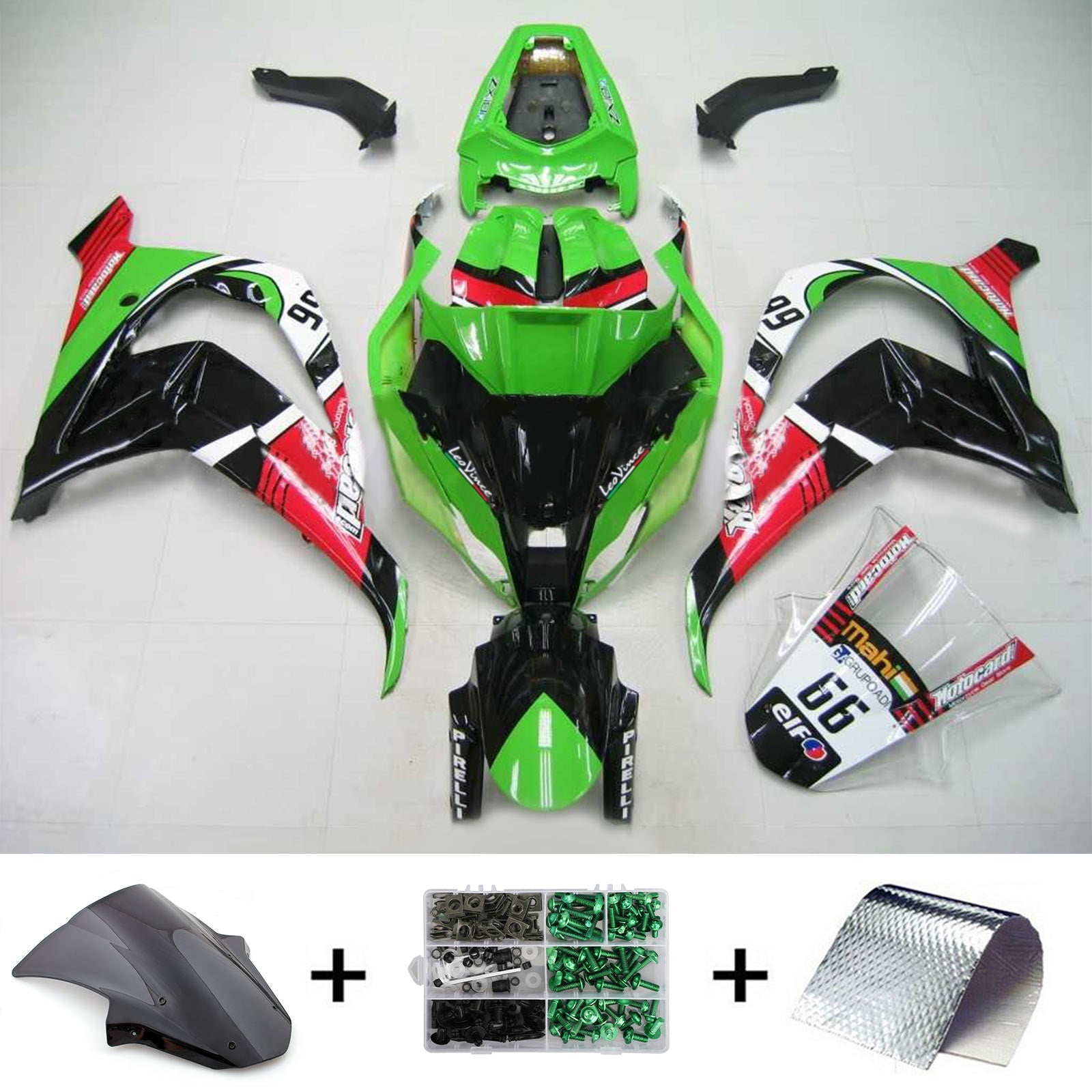 2011-2015 Kawasaki ZX10R Amotopart Injeksjon Fairing Kit Bodywork Plast Abs #107